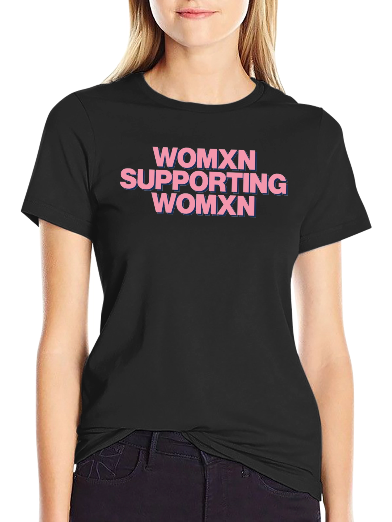 WOMXN Supporting WOMXN Black Graphic Tee