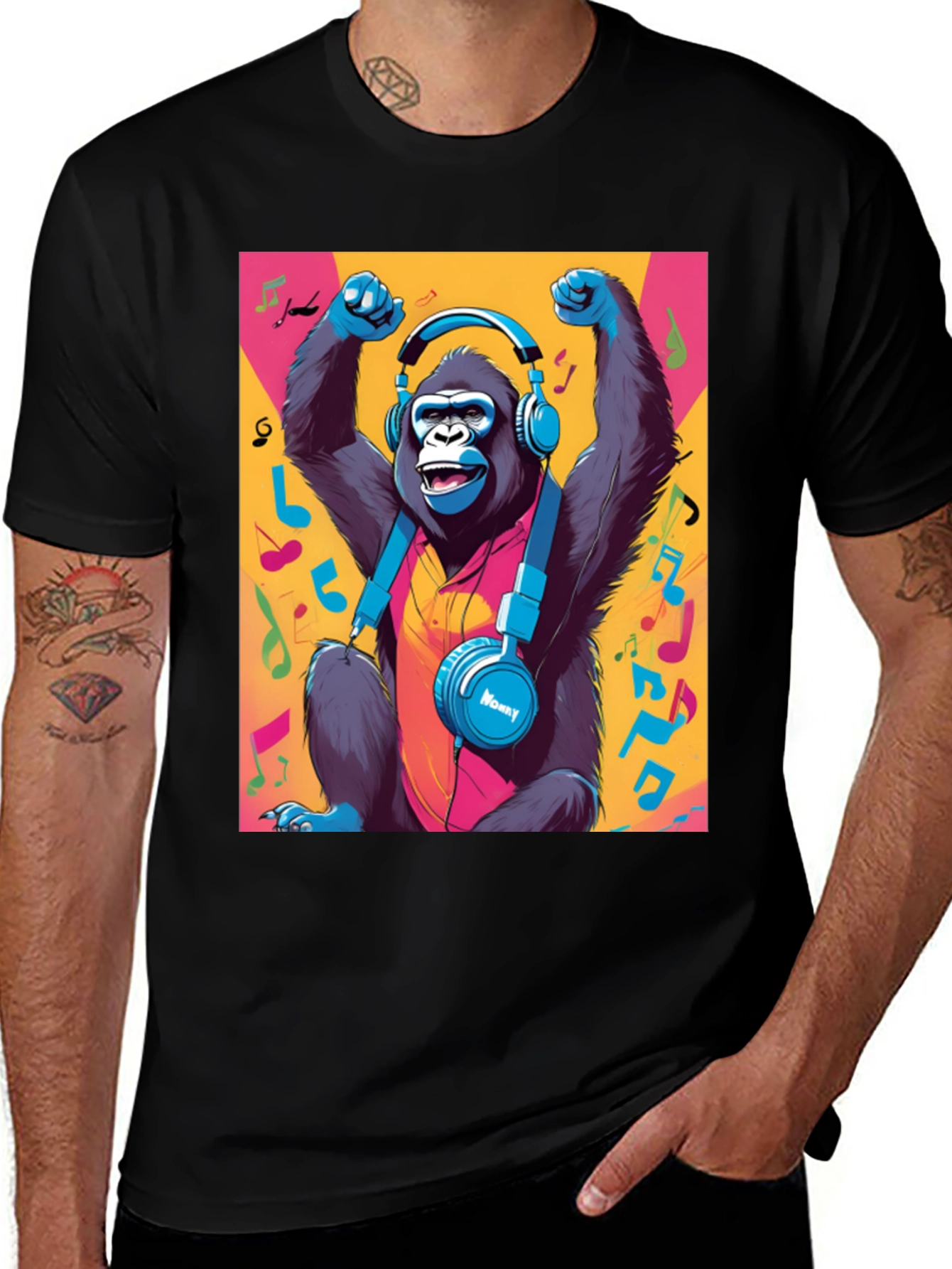Funky Monkey Tee: Music Lovers Gorilla Graphic T-Shirt