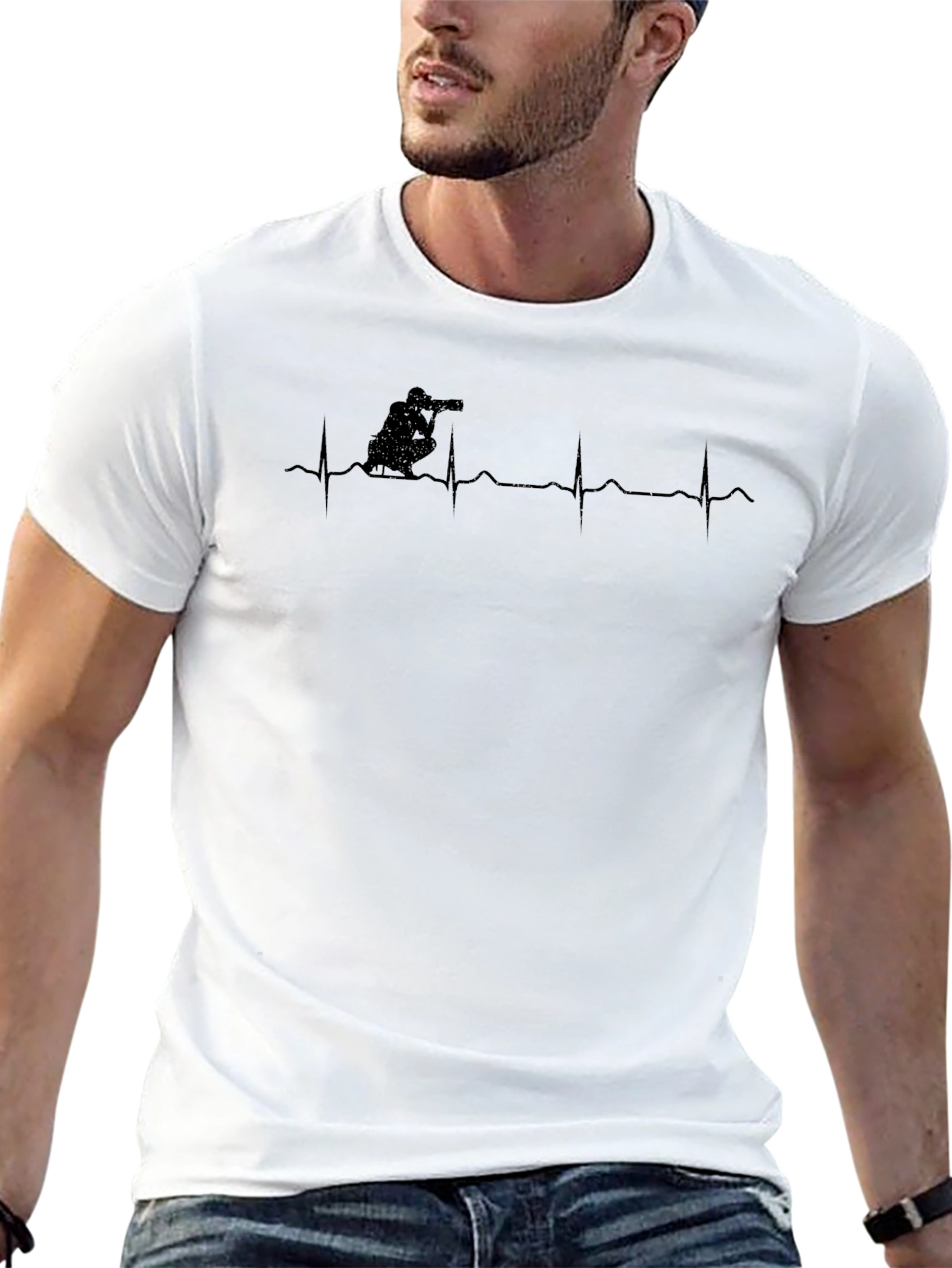 Photographer Heartbeat Graphic Tee - Black