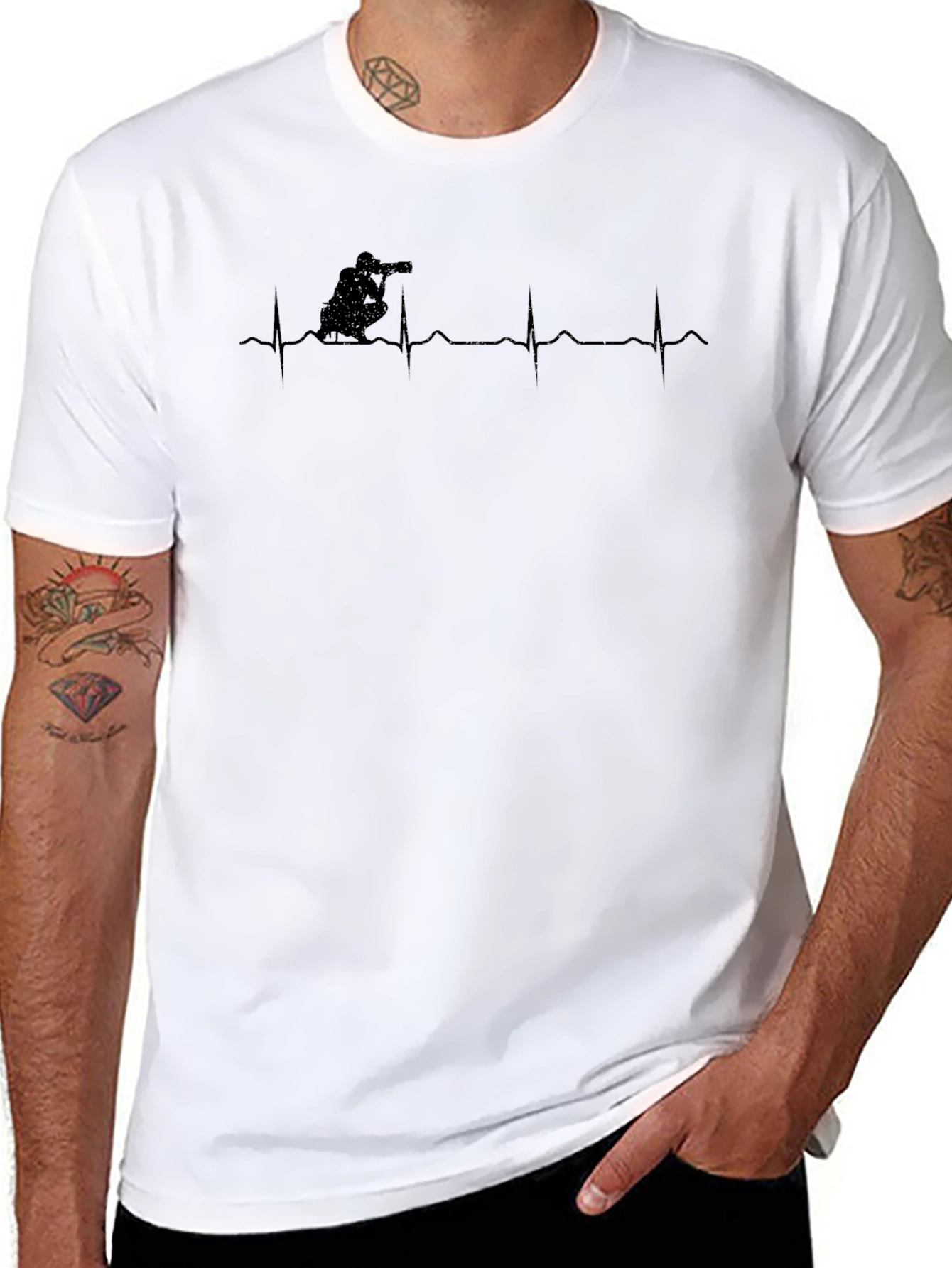 Photographer Heartbeat Graphic Tee - Black