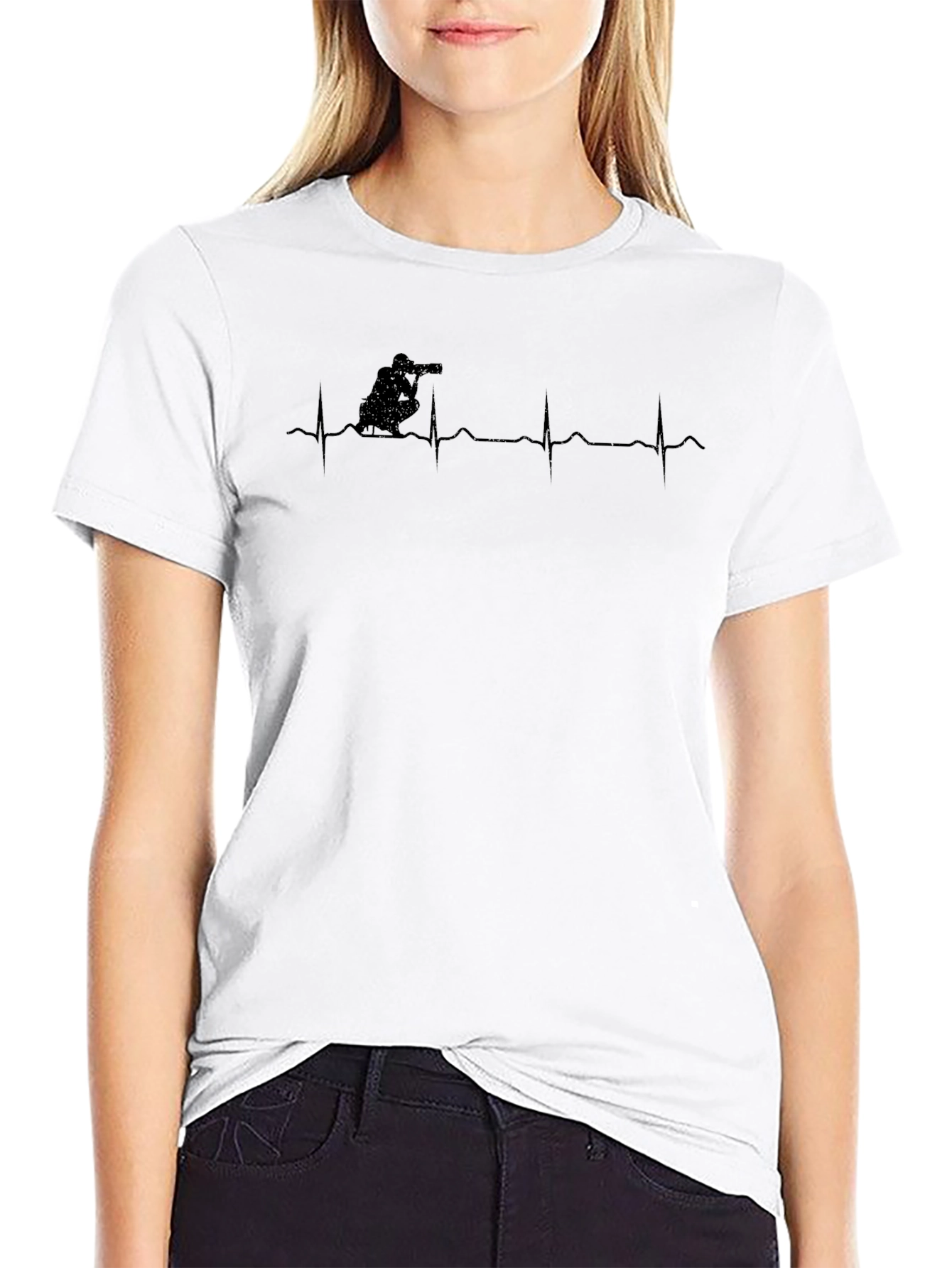 Photographer Heartbeat Graphic Tee - Black