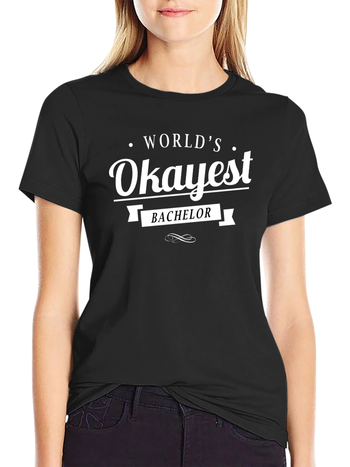 Worlds Okayest Bachelor T-Shirt - Black