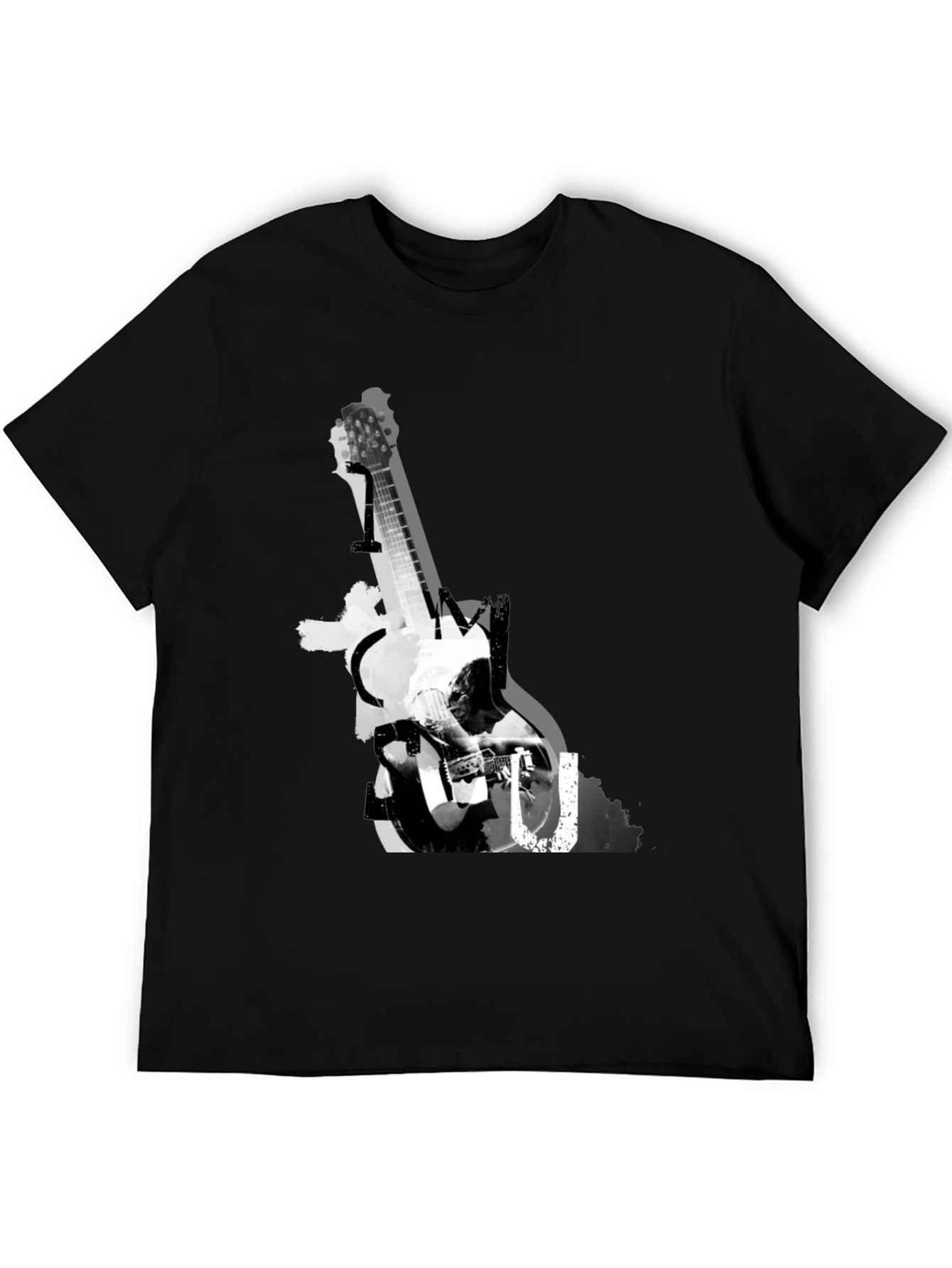 Guitar Graphic Print Tee - Black