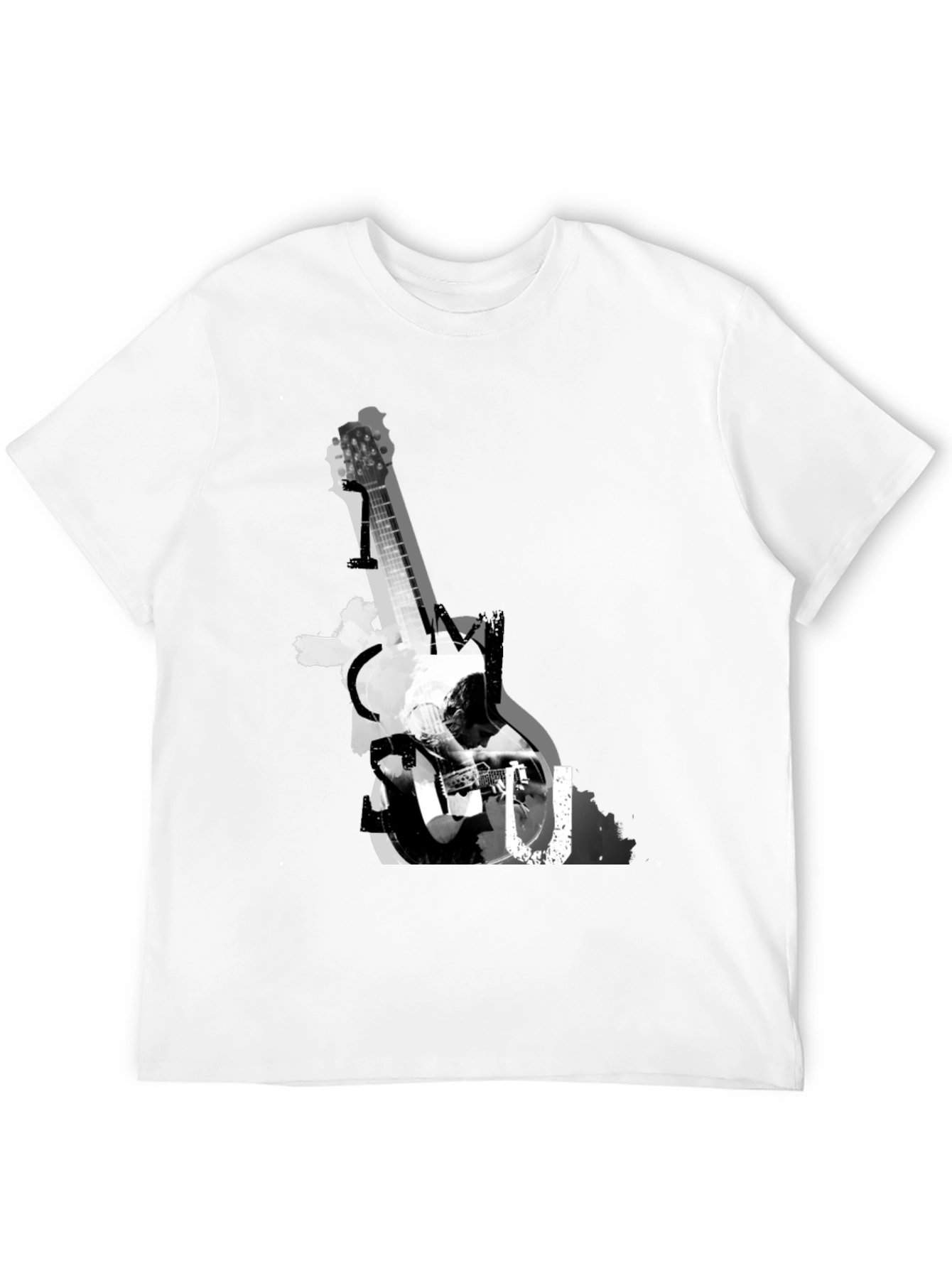 Guitar Graphic Print Tee - Black