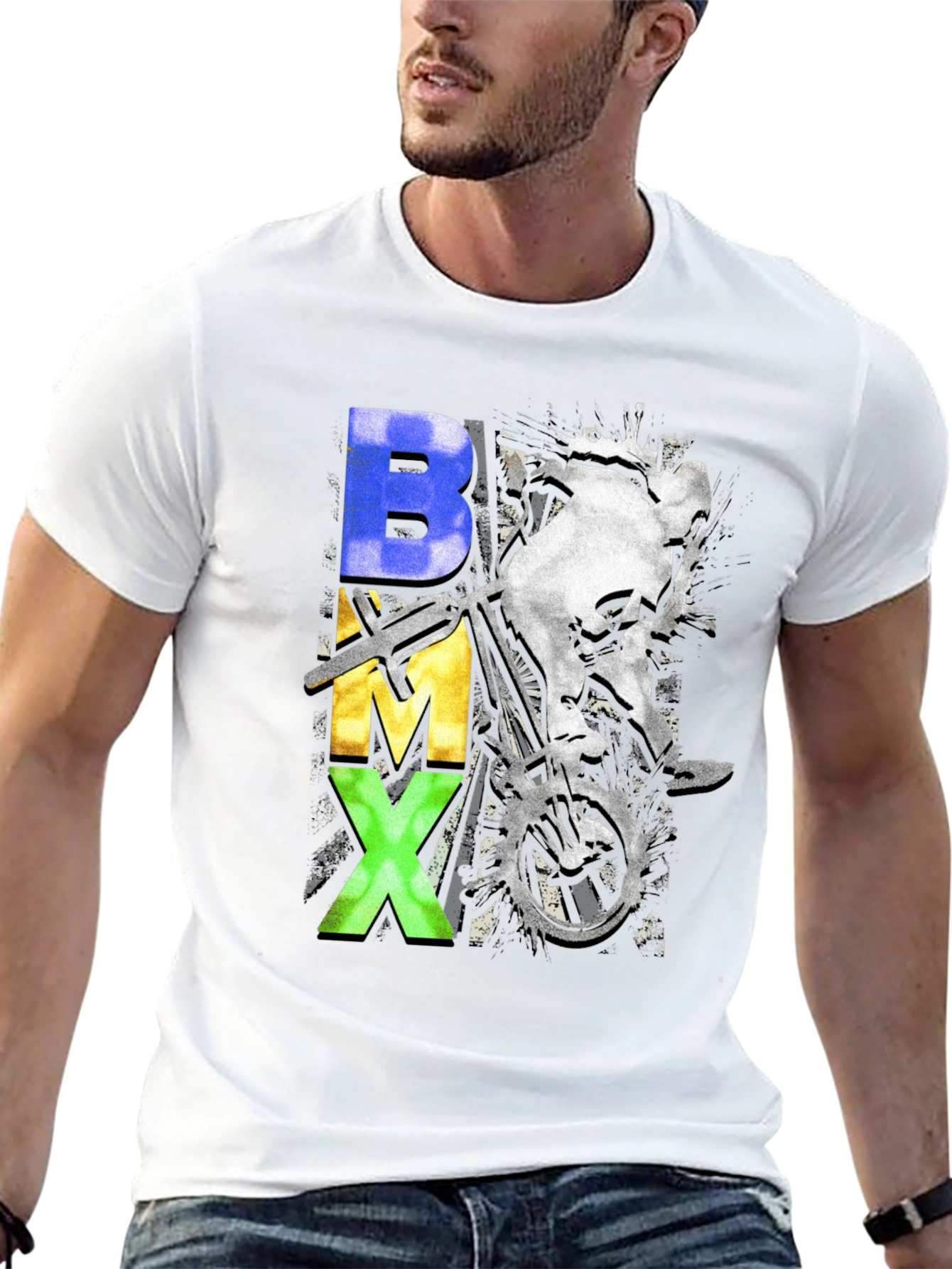 BMX Graphic Print Crew Neck T-Shirt