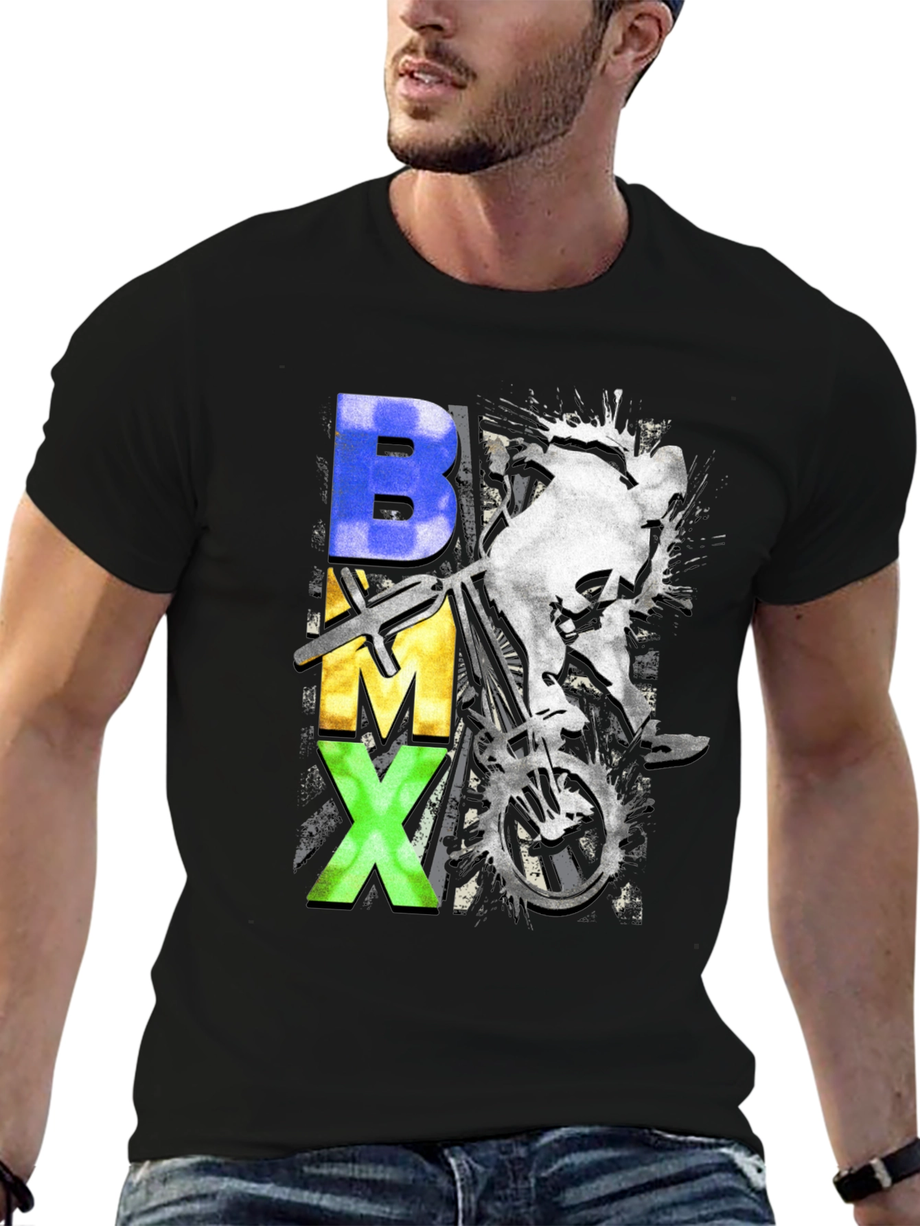 BMX Graphic Print Crew Neck T-Shirt