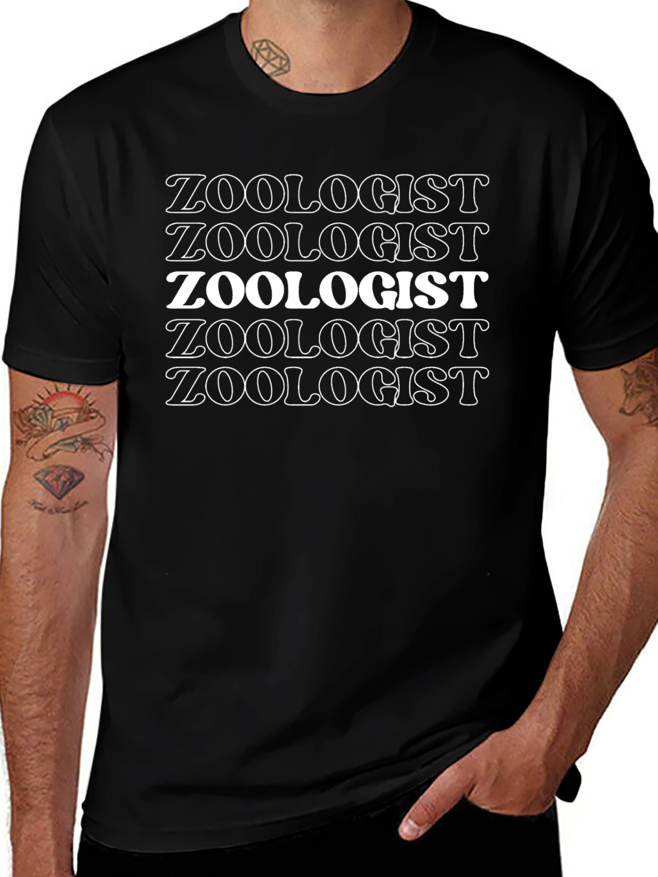 Zoologist Text Graphic Tee - Black