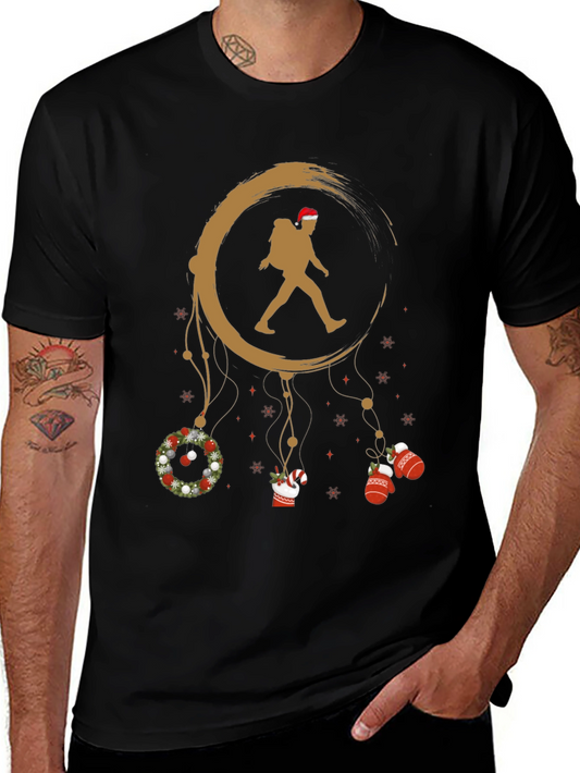 Christmas Hiker Graphic Tee - Holiday Adventure Shirt