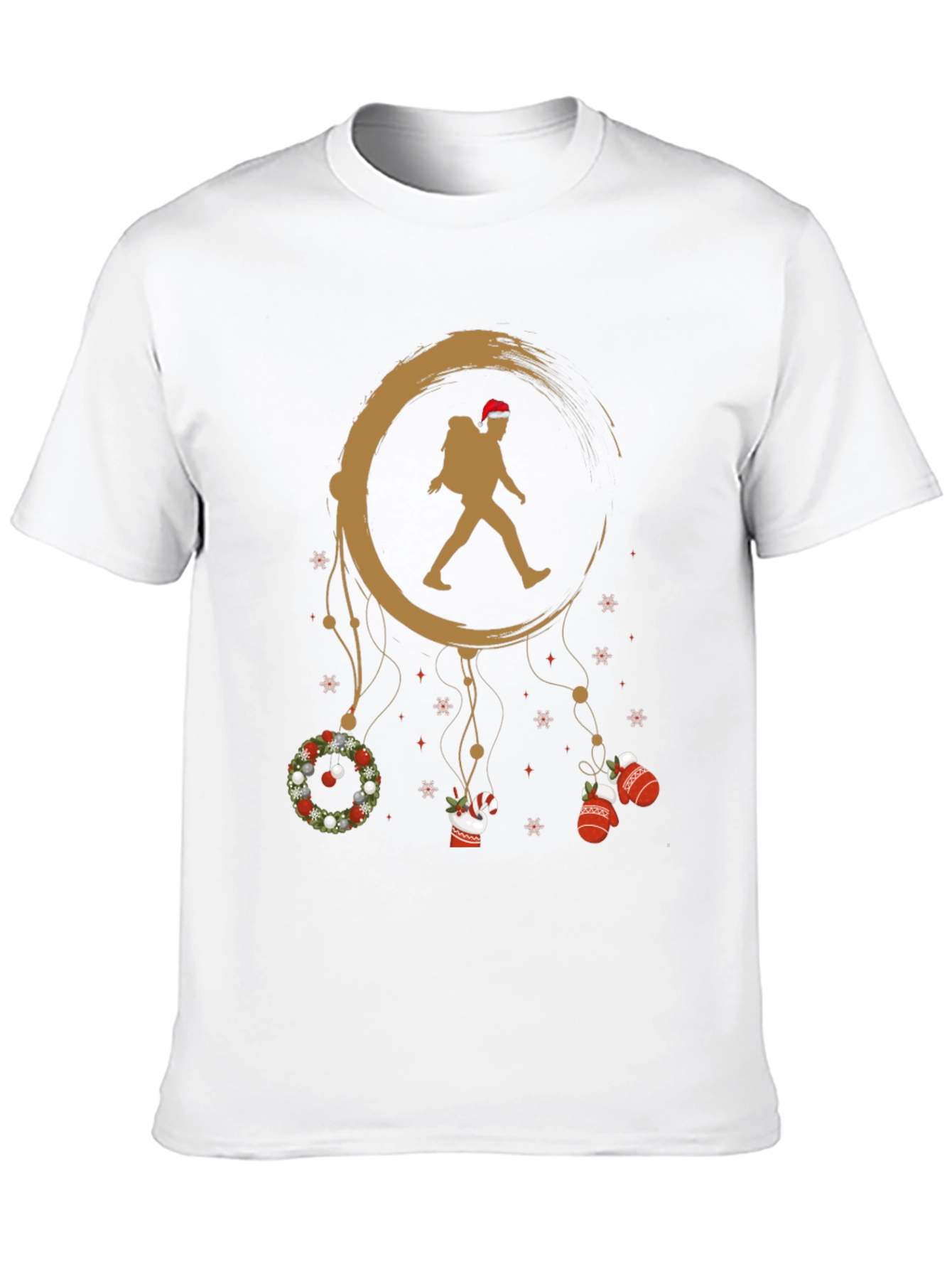 Christmas Hiker Graphic Tee - Holiday Adventure Shirt