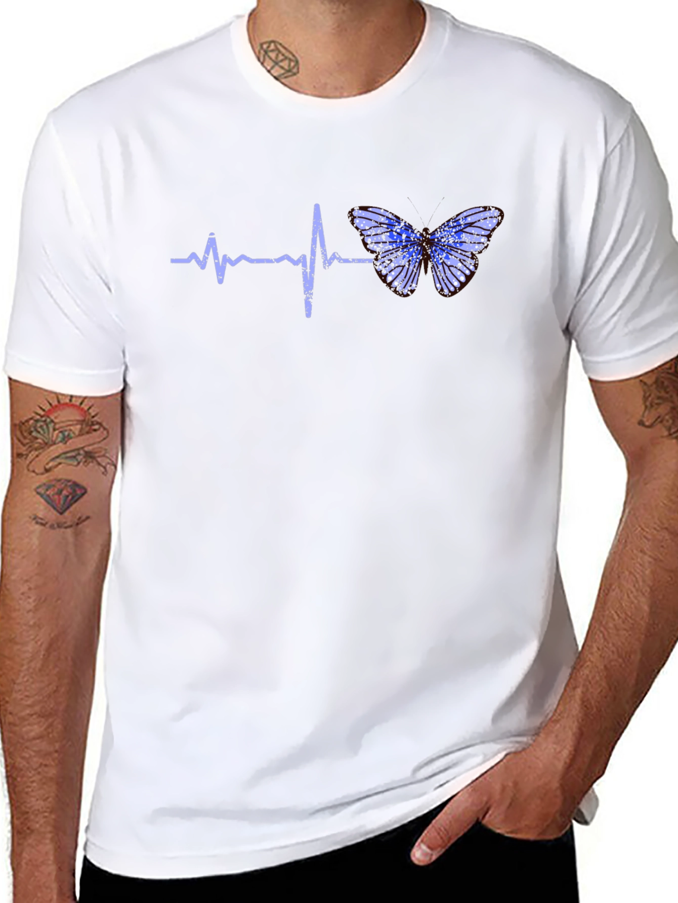 Heartbeat Butterfly Graphic Tee - Black T-Shirt