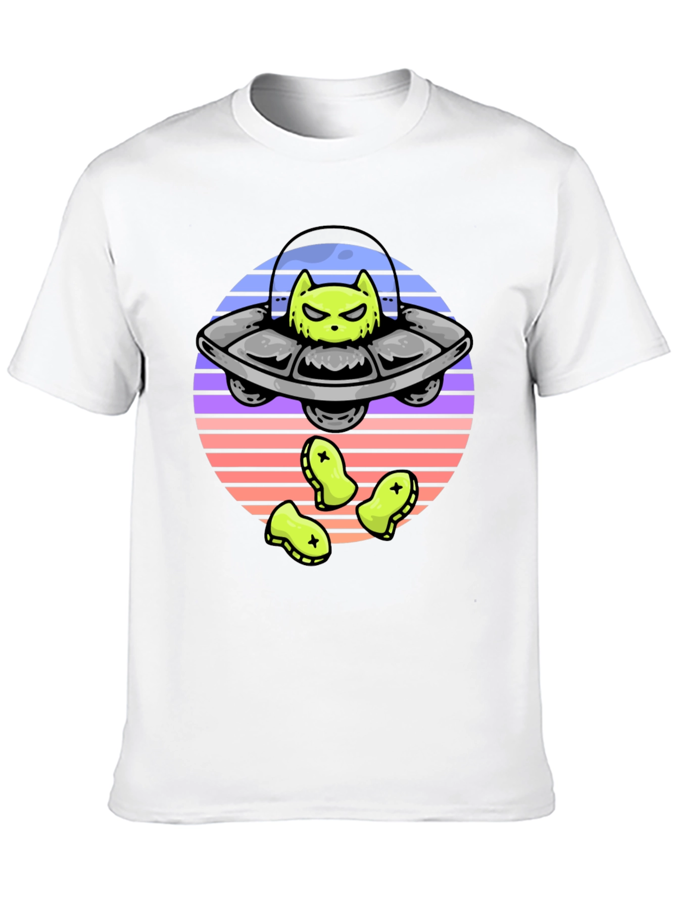 Alien Cat Abduction T-Shirt - UFO Graphic Tee