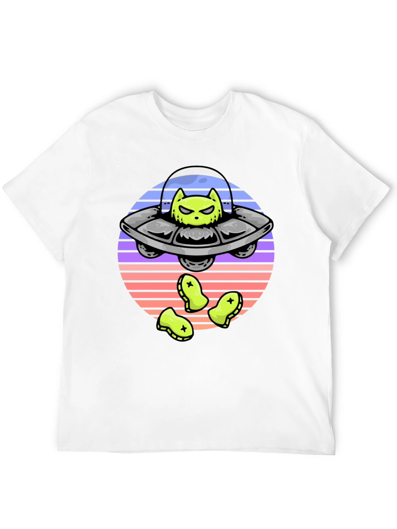 Alien Cat Abduction T-Shirt - UFO Graphic Tee