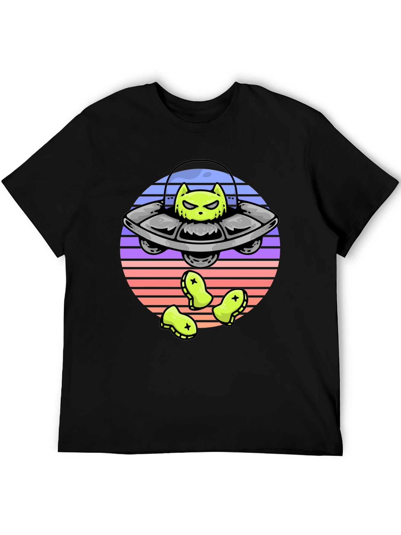 Alien Cat Abduction T-Shirt - UFO Graphic Tee