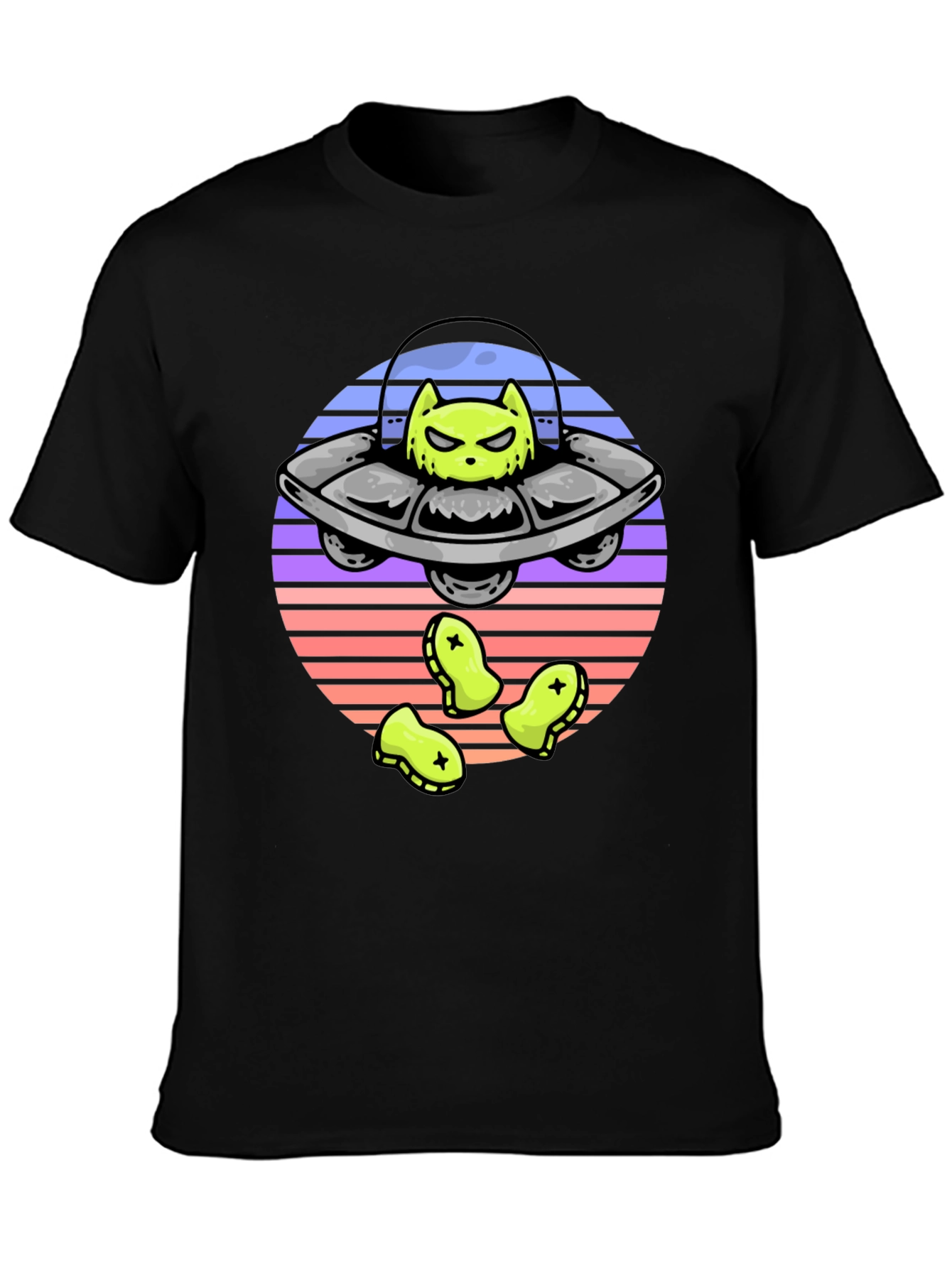 Alien Cat Abduction T-Shirt - UFO Graphic Tee