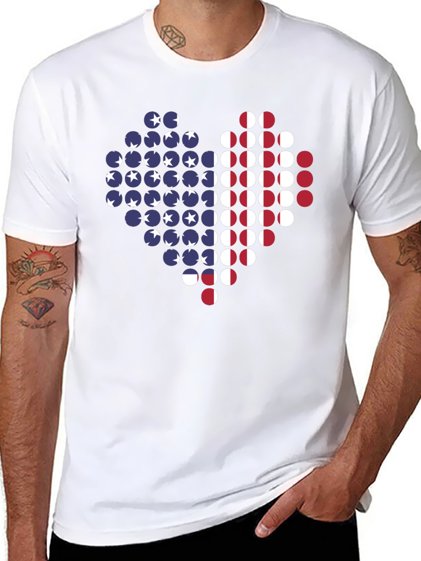 American Flag Heart Graphic T-Shirt