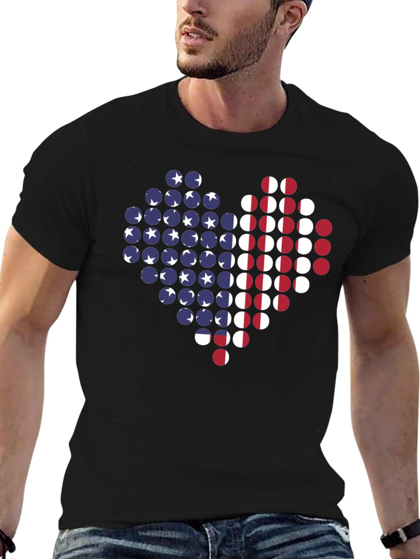 American Flag Heart Graphic T-Shirt