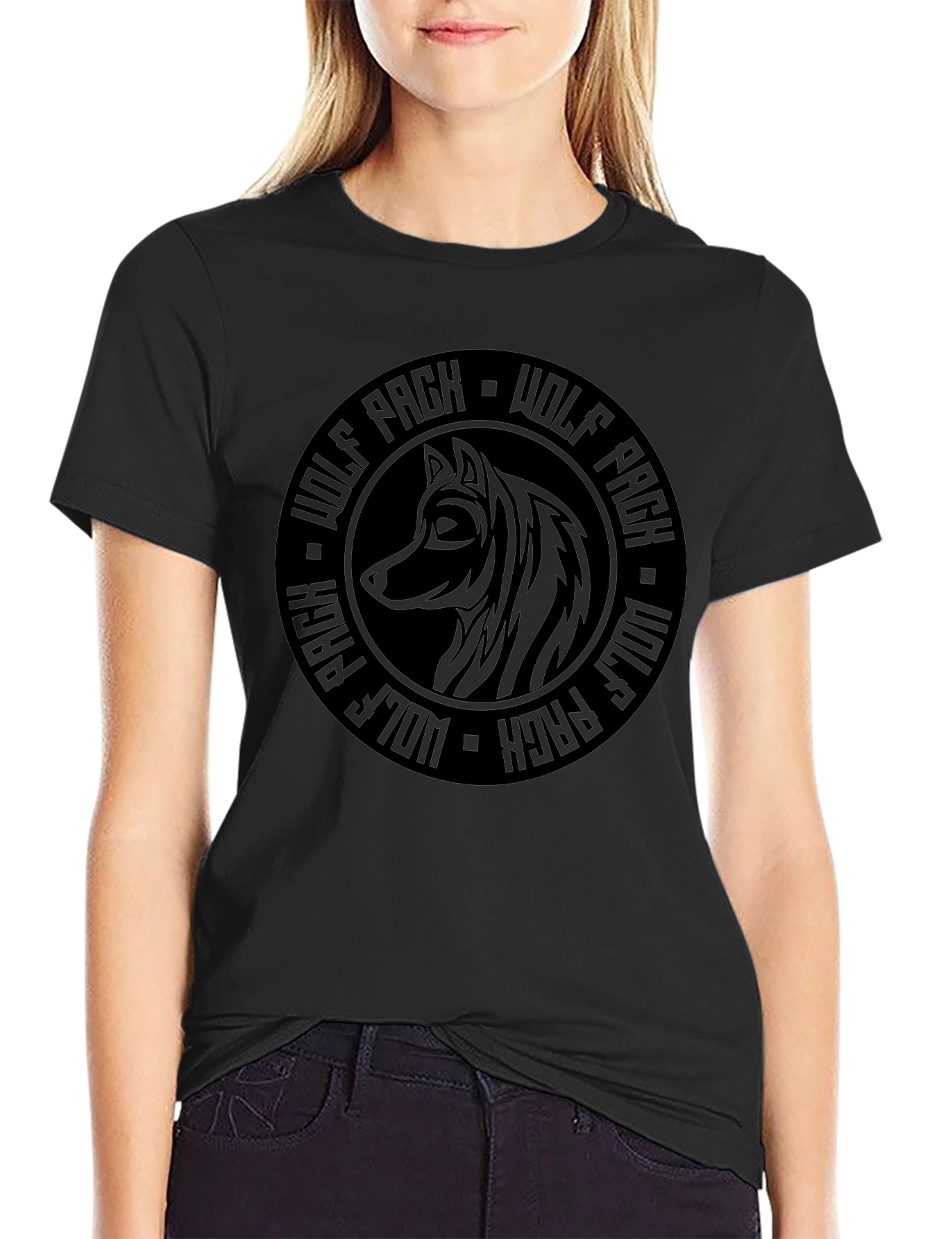 Wolf Pack Graphic T-Shirt - Stylish Black Tee