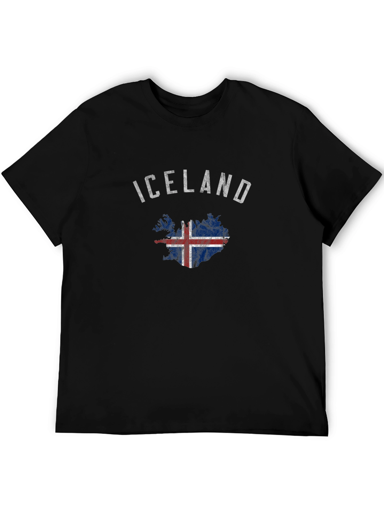 Iceland Flag Graphic T-Shirt - Black Cotton Blend Tee
