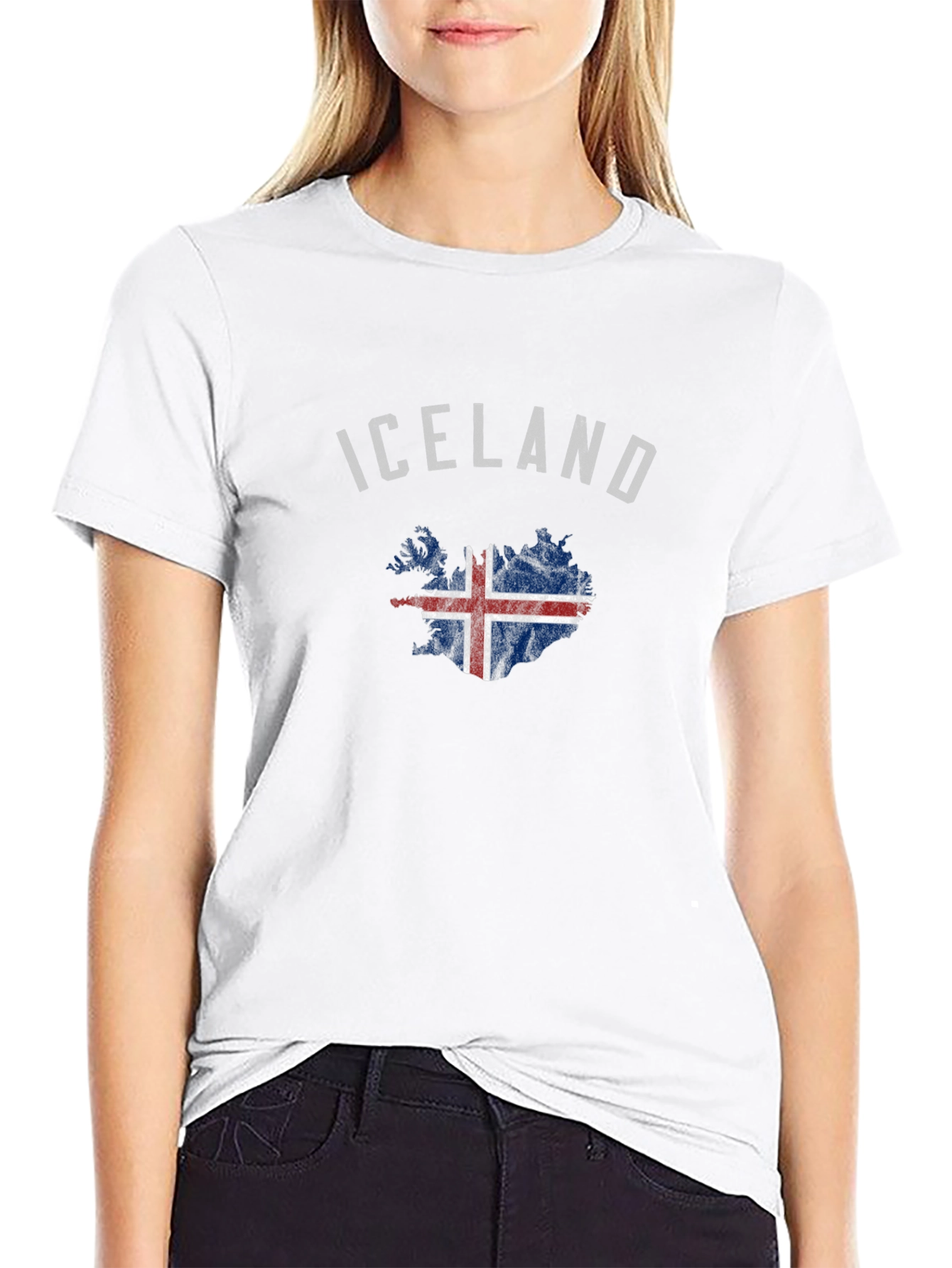 Iceland Flag Graphic T-Shirt - Black Cotton Blend Tee