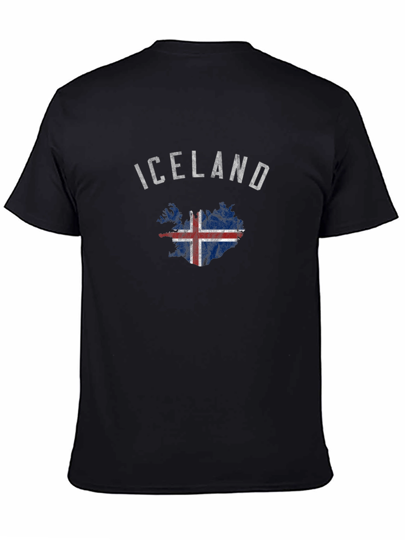 Iceland Flag Graphic T-Shirt - Black Cotton Blend Tee
