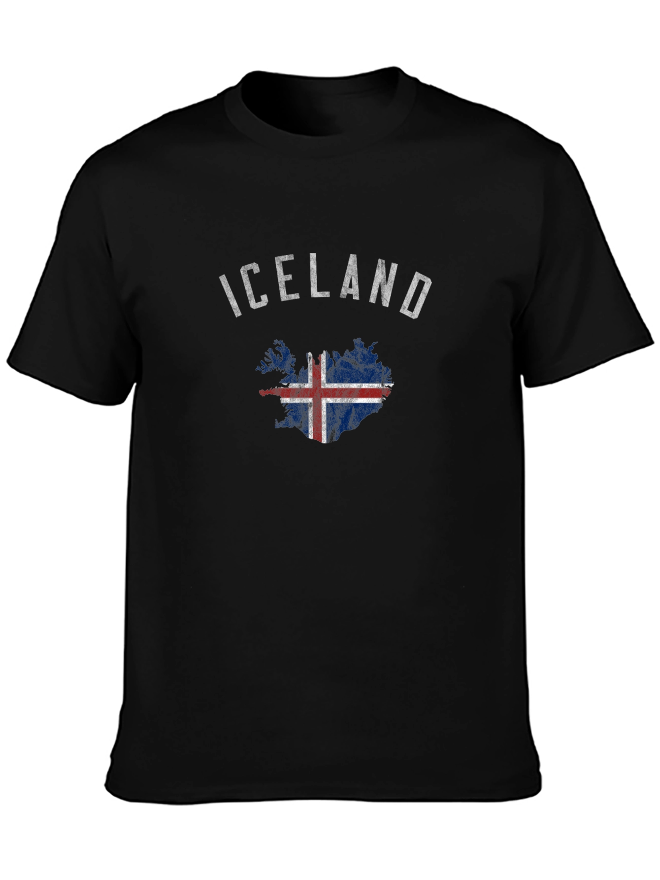 Iceland Flag Graphic T-Shirt - Black Cotton Blend Tee