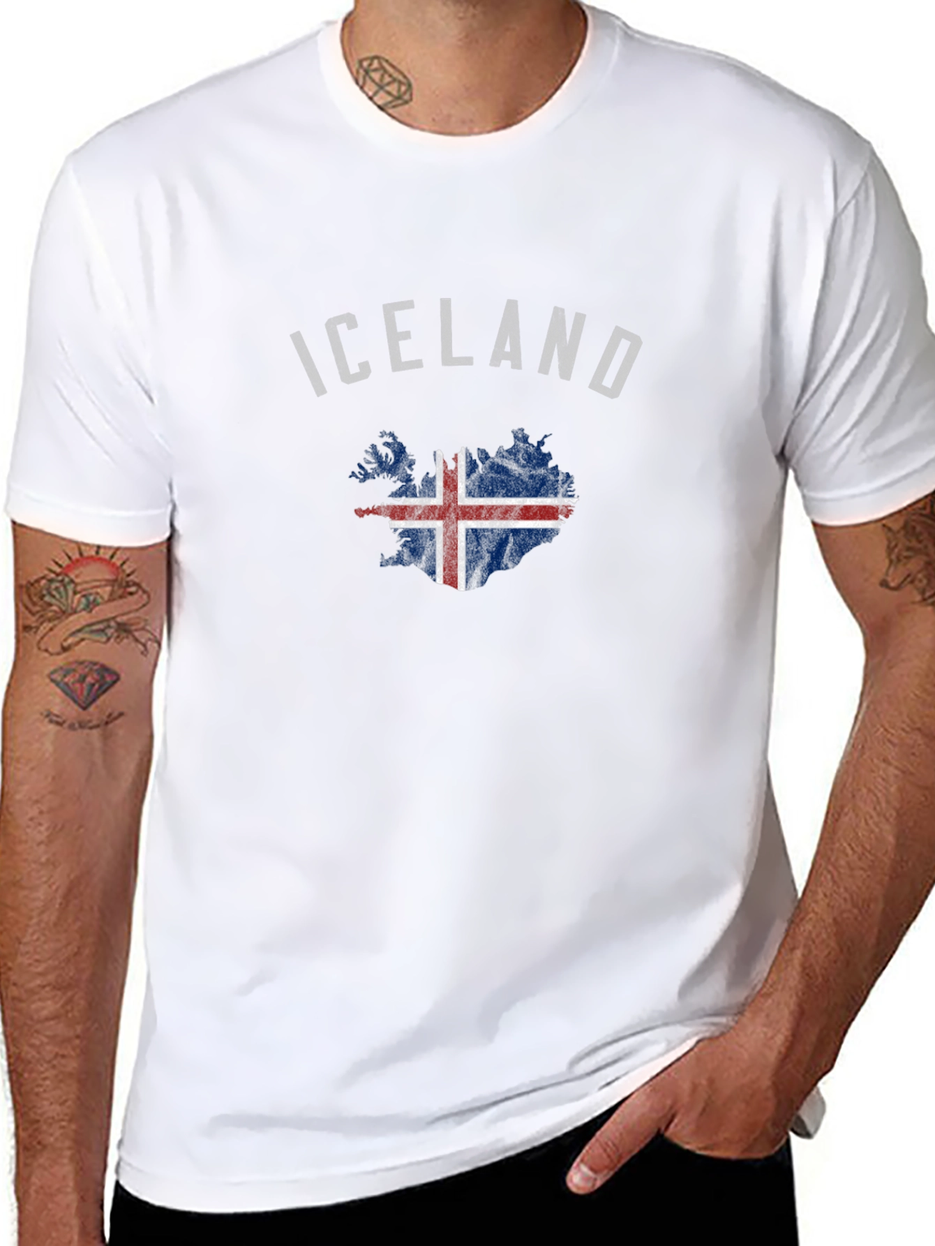 Iceland Flag Graphic T-Shirt - Black Cotton Blend Tee