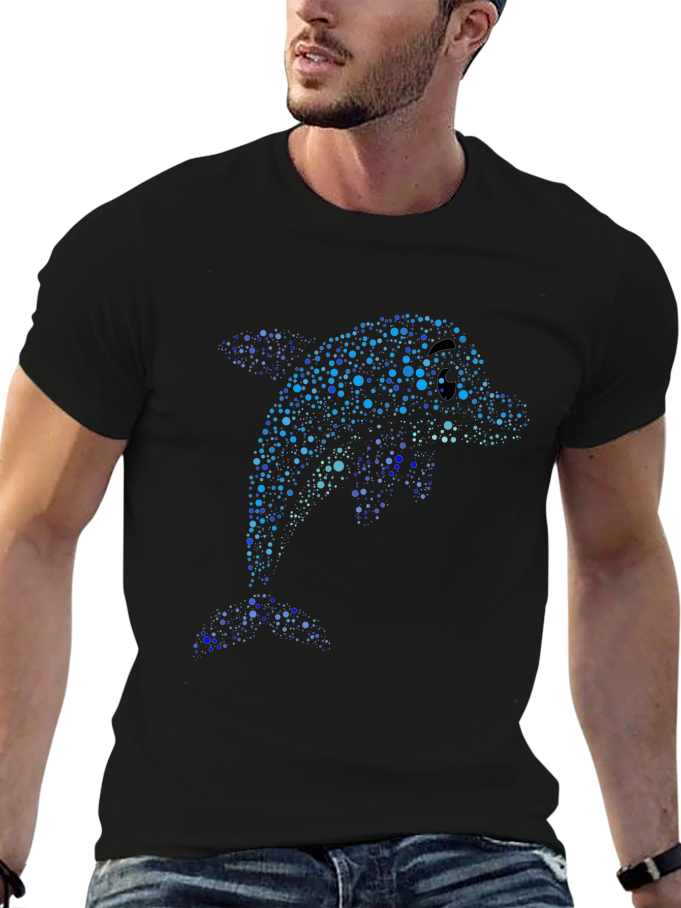 Dolphin Dot Art T-Shirt - Black