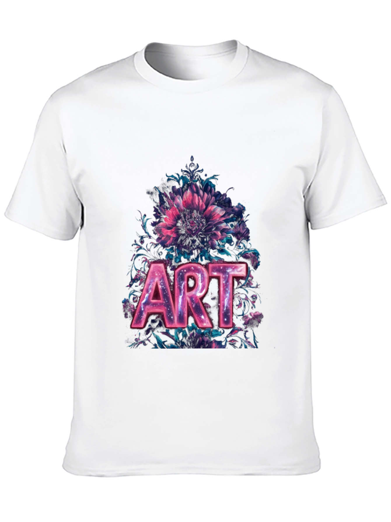 Floral Art Black T-Shirt