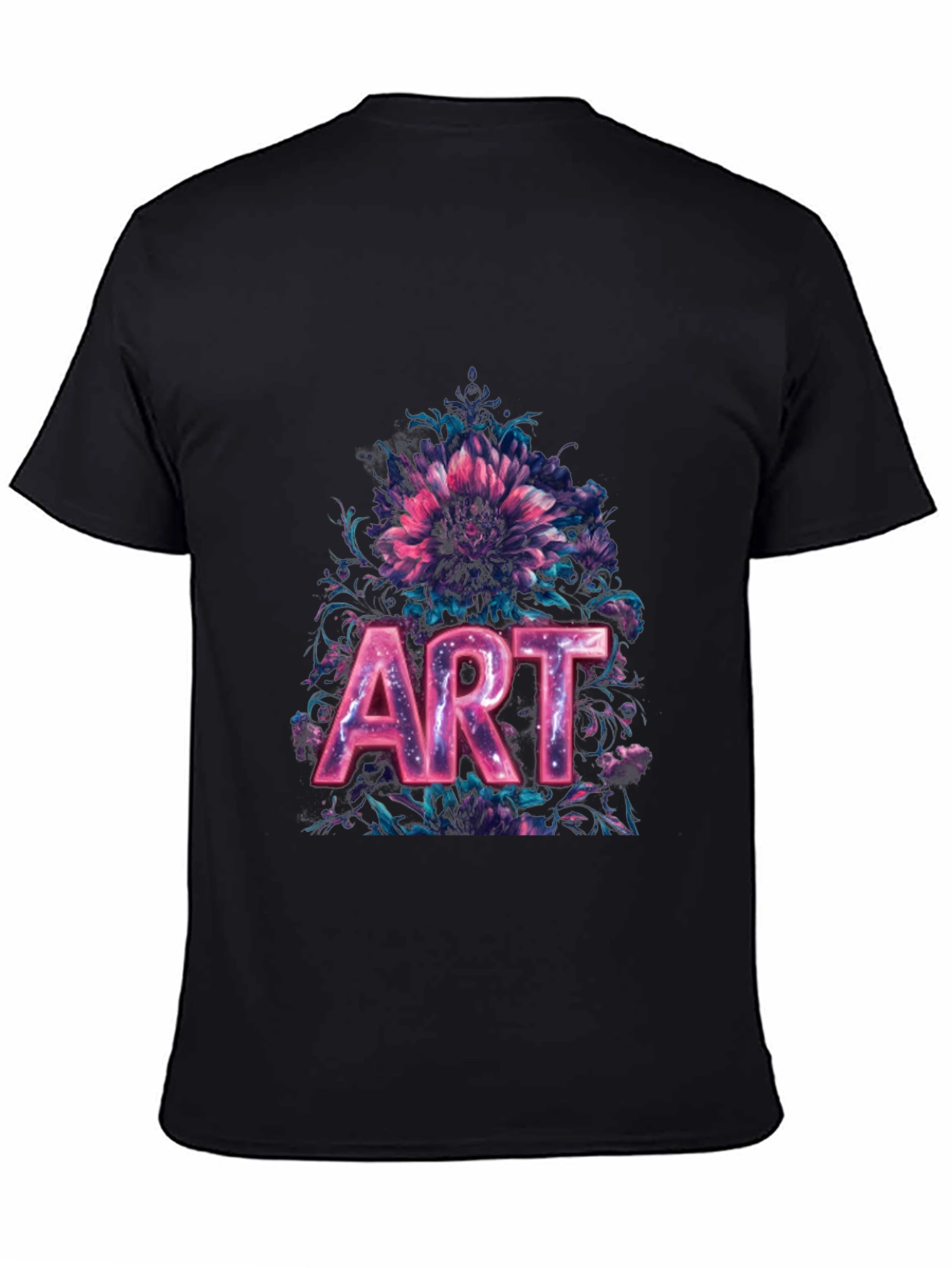 Floral Art Black T-Shirt