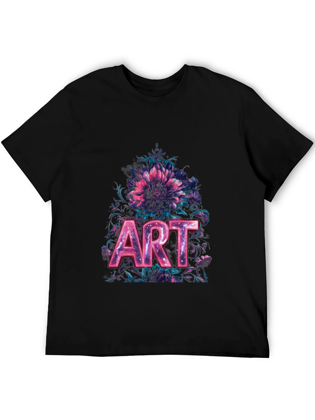 Floral Art Black T-Shirt
