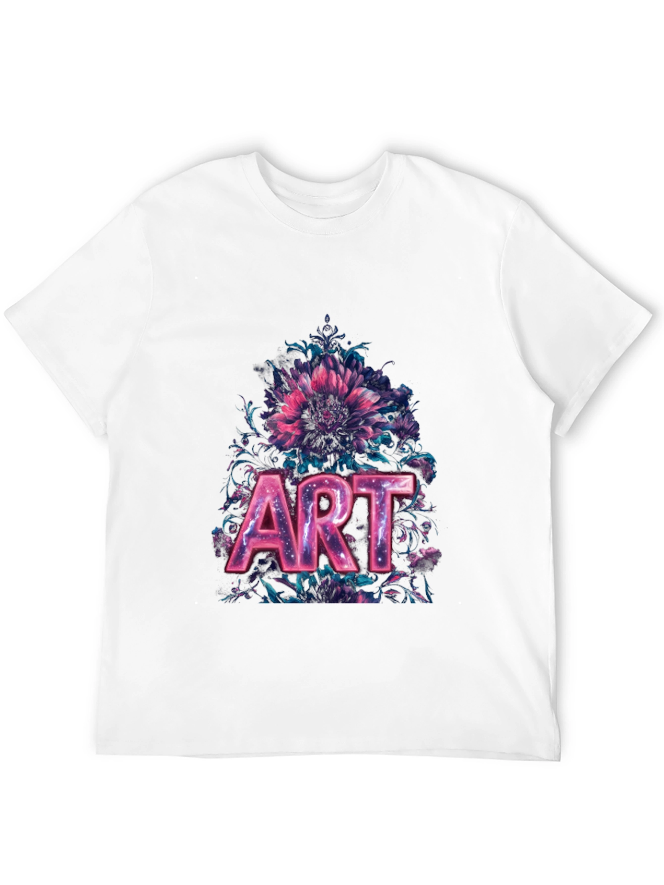 Floral Art Black T-Shirt