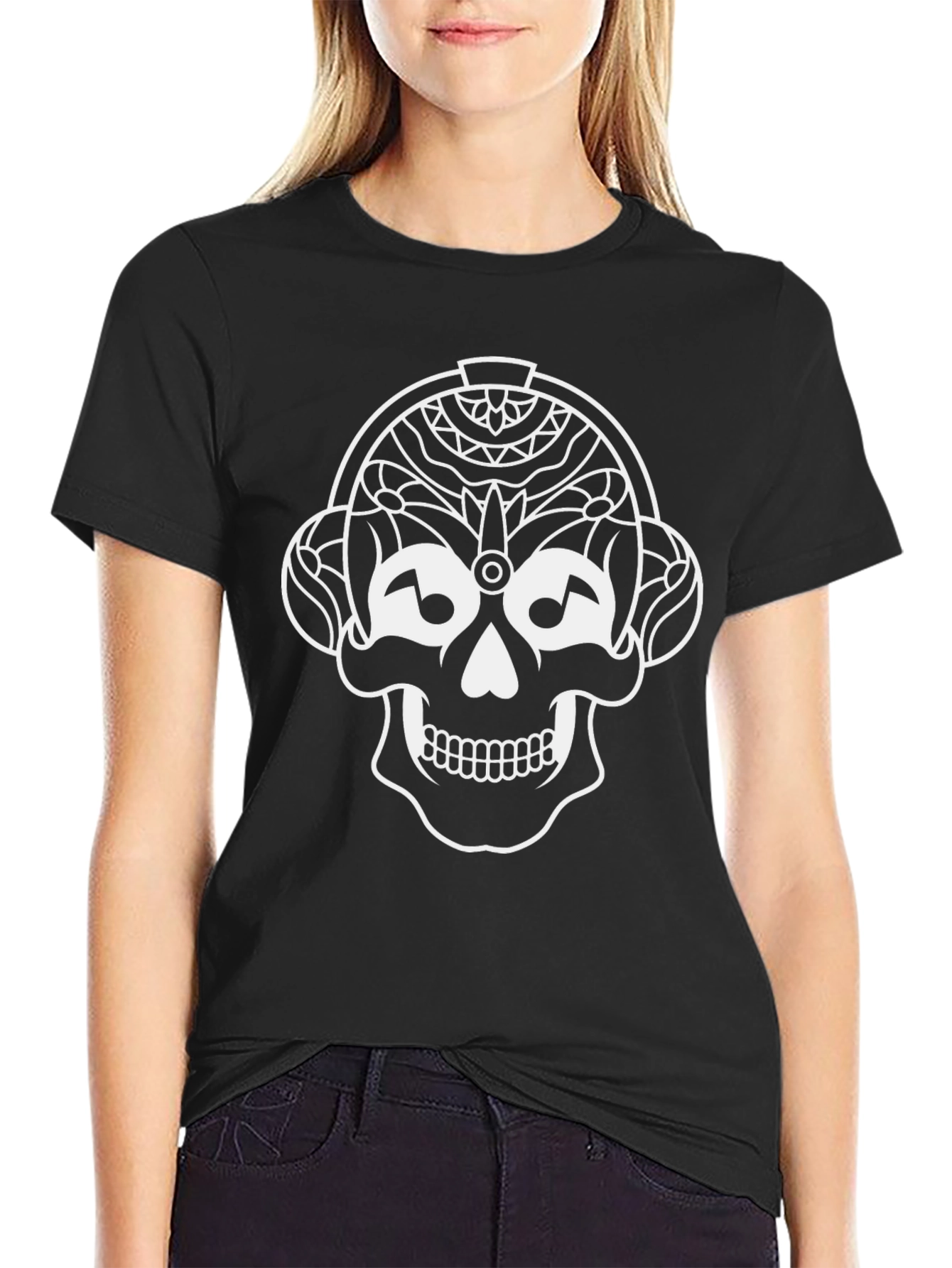 Skull DJ T-Shirt - Black Graphic Tee