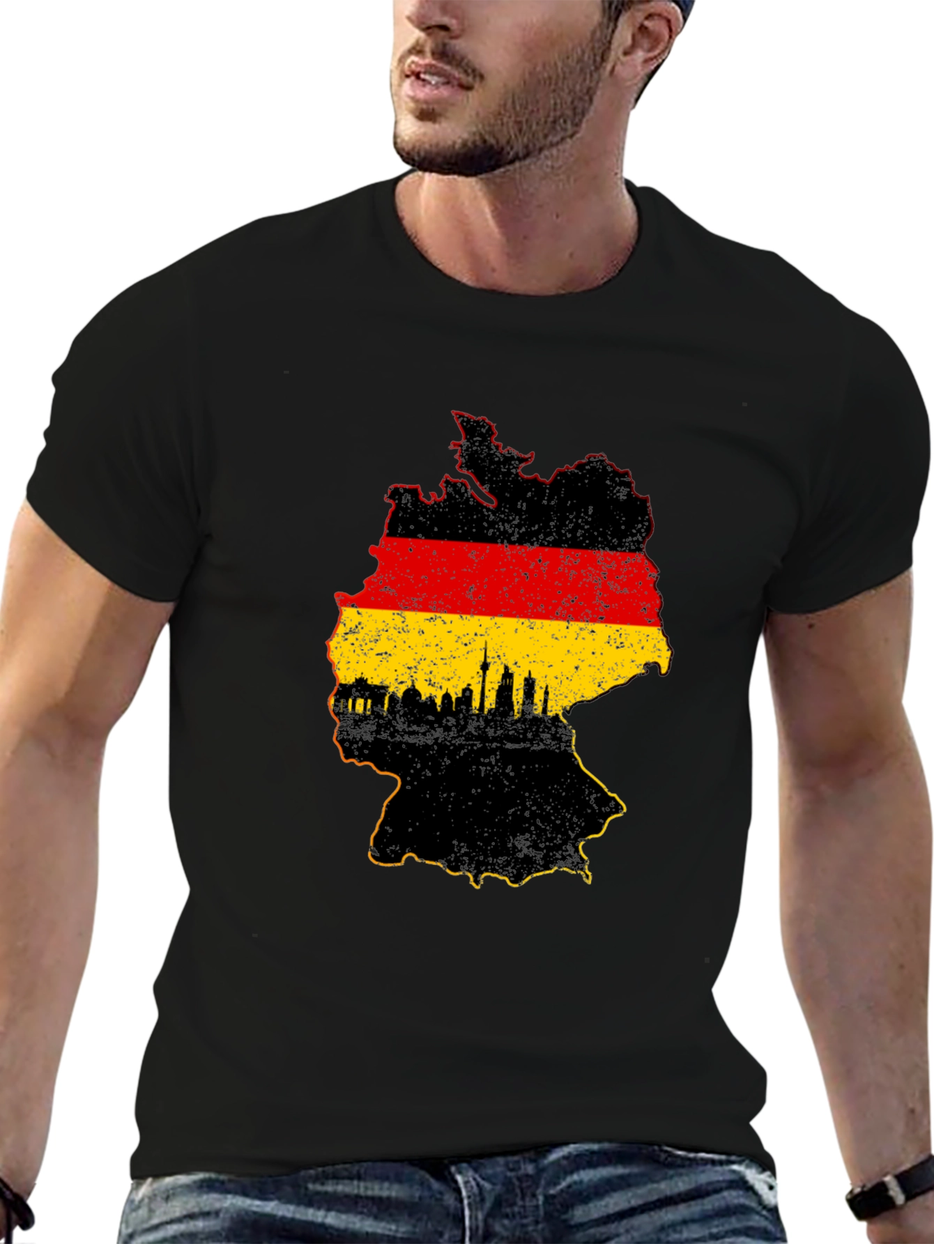 Germany Map Graphic T-Shirt - Black