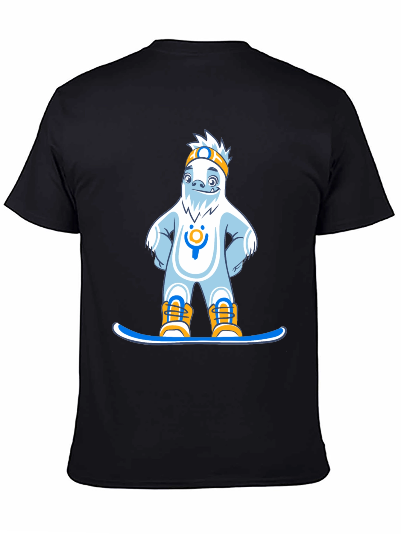 Snowboarding Cartoon Graphic Tee - Black