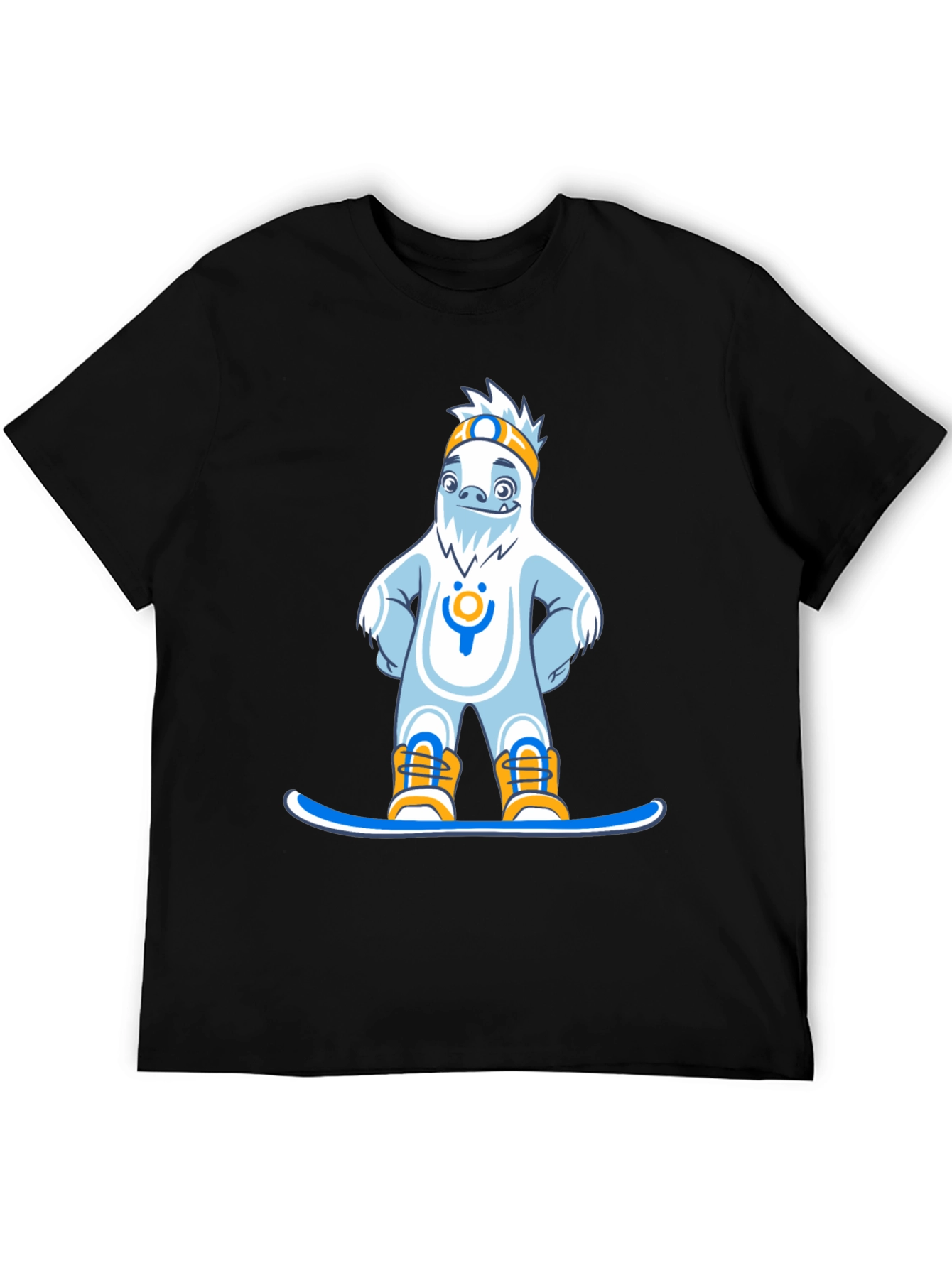 Snowboarding Cartoon Graphic Tee - Black