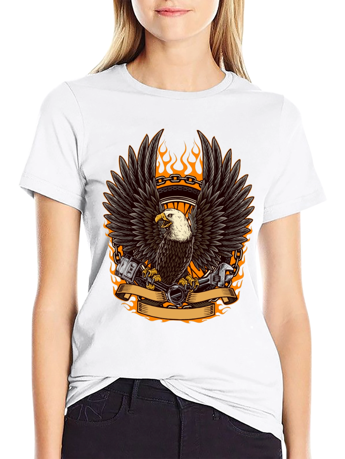 Eagle Biker T-Shirt - Black