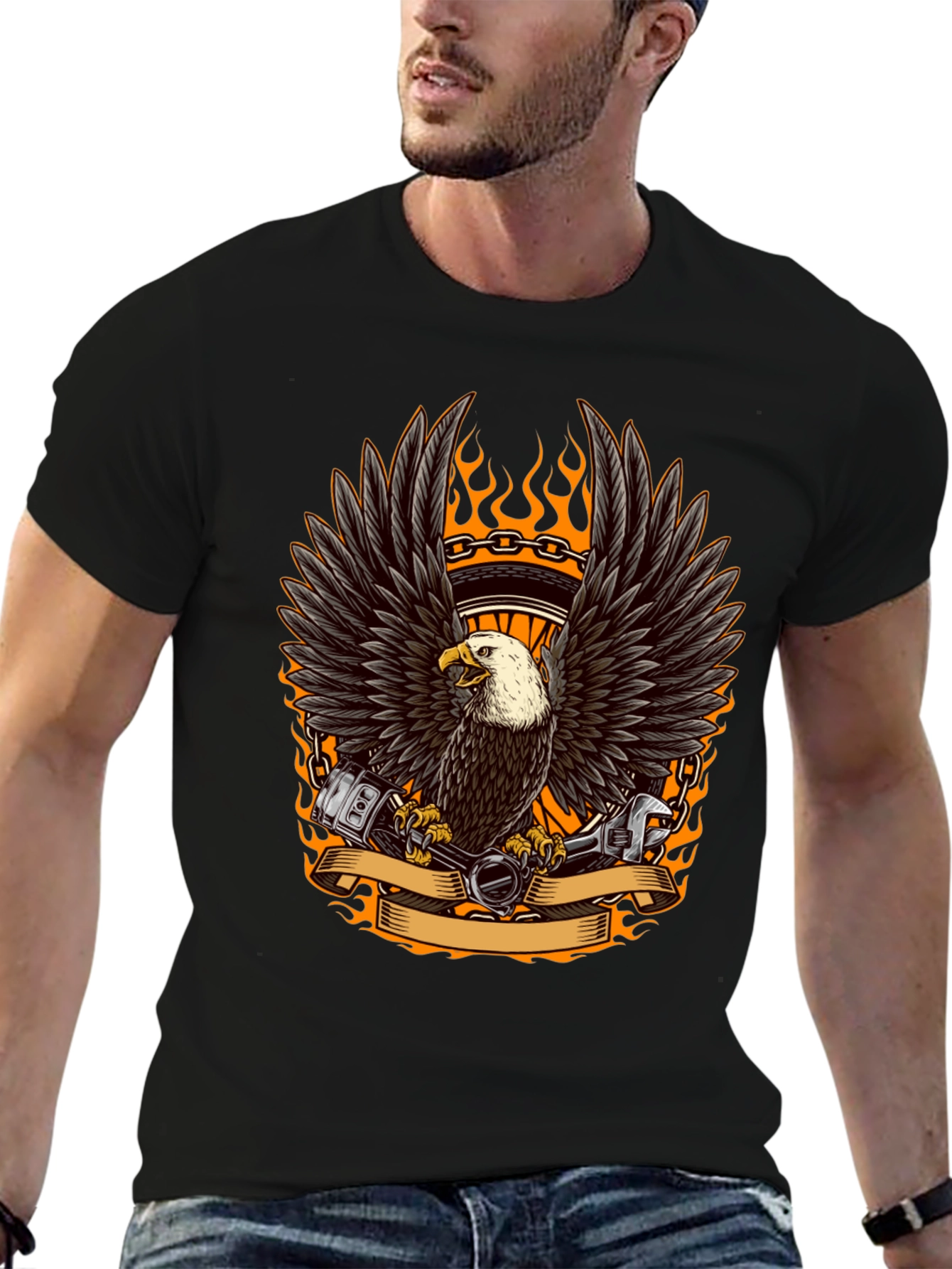 Eagle Biker T-Shirt - Black