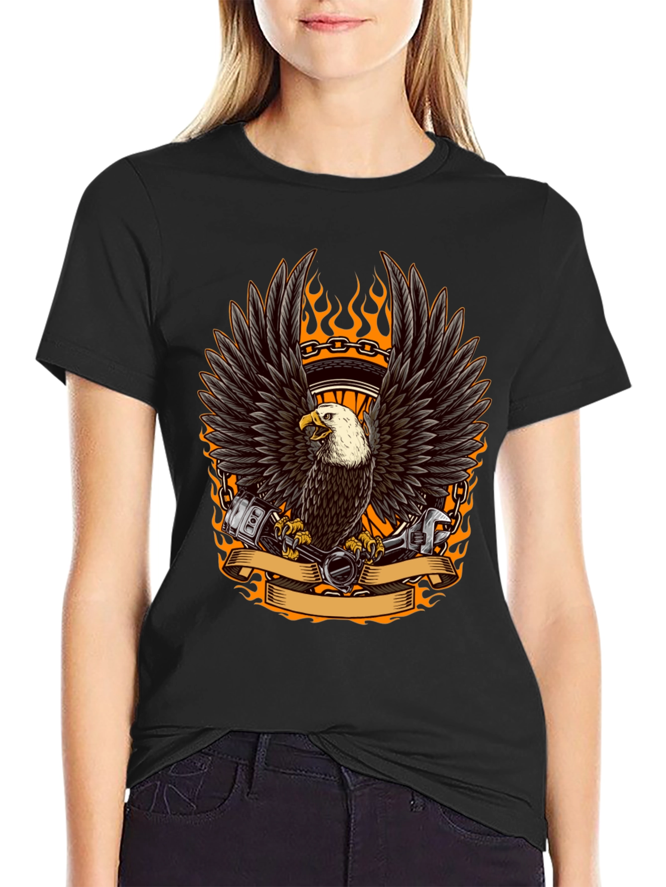 Eagle Biker T-Shirt - Black