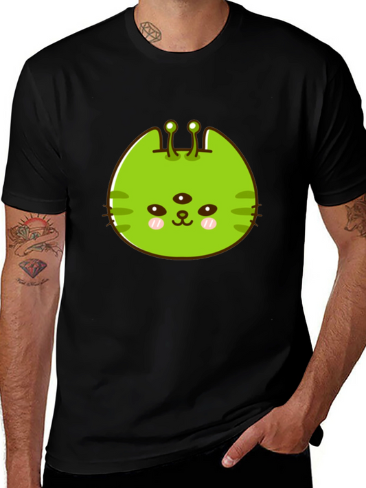 Alien Cat Graphic Tee - Black Unisex T-Shirt