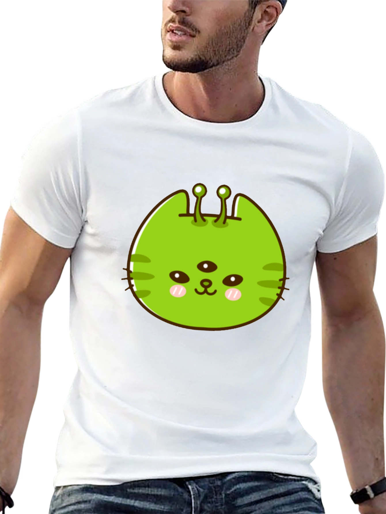 Alien Cat Graphic Tee - Black Unisex T-Shirt
