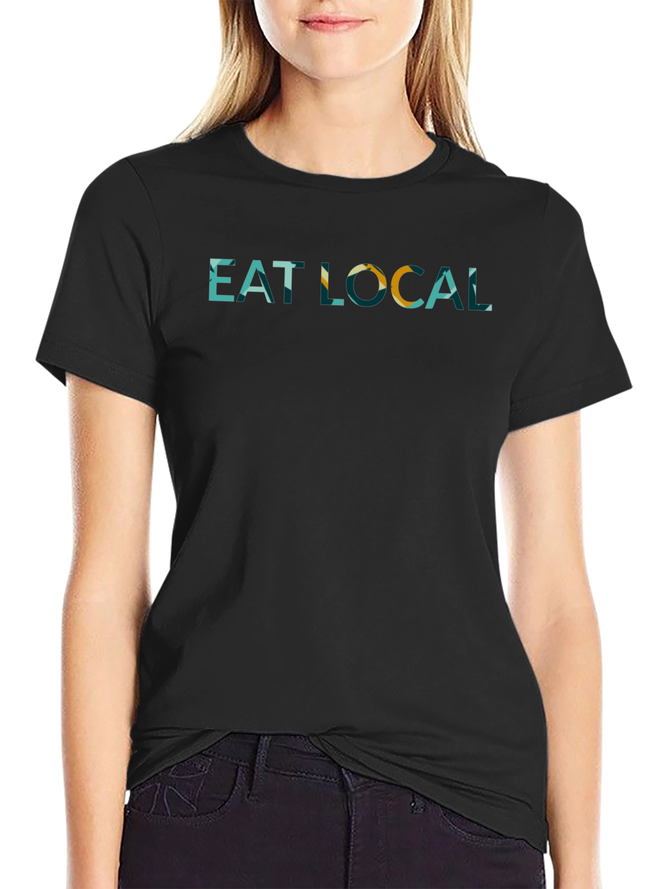 Eat Local Black Graphic Tee