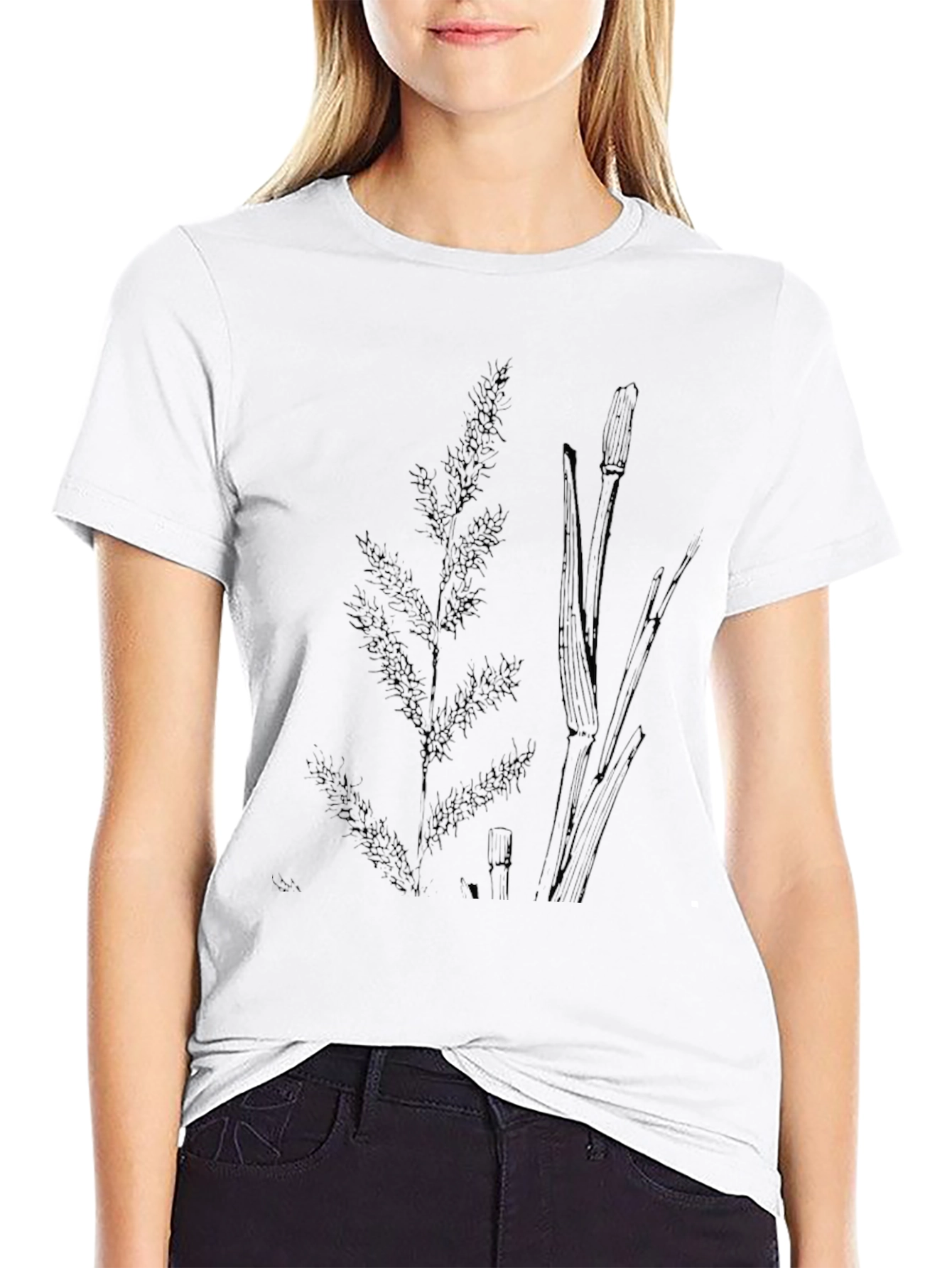 Black Botanical Print Mens T-Shirt
