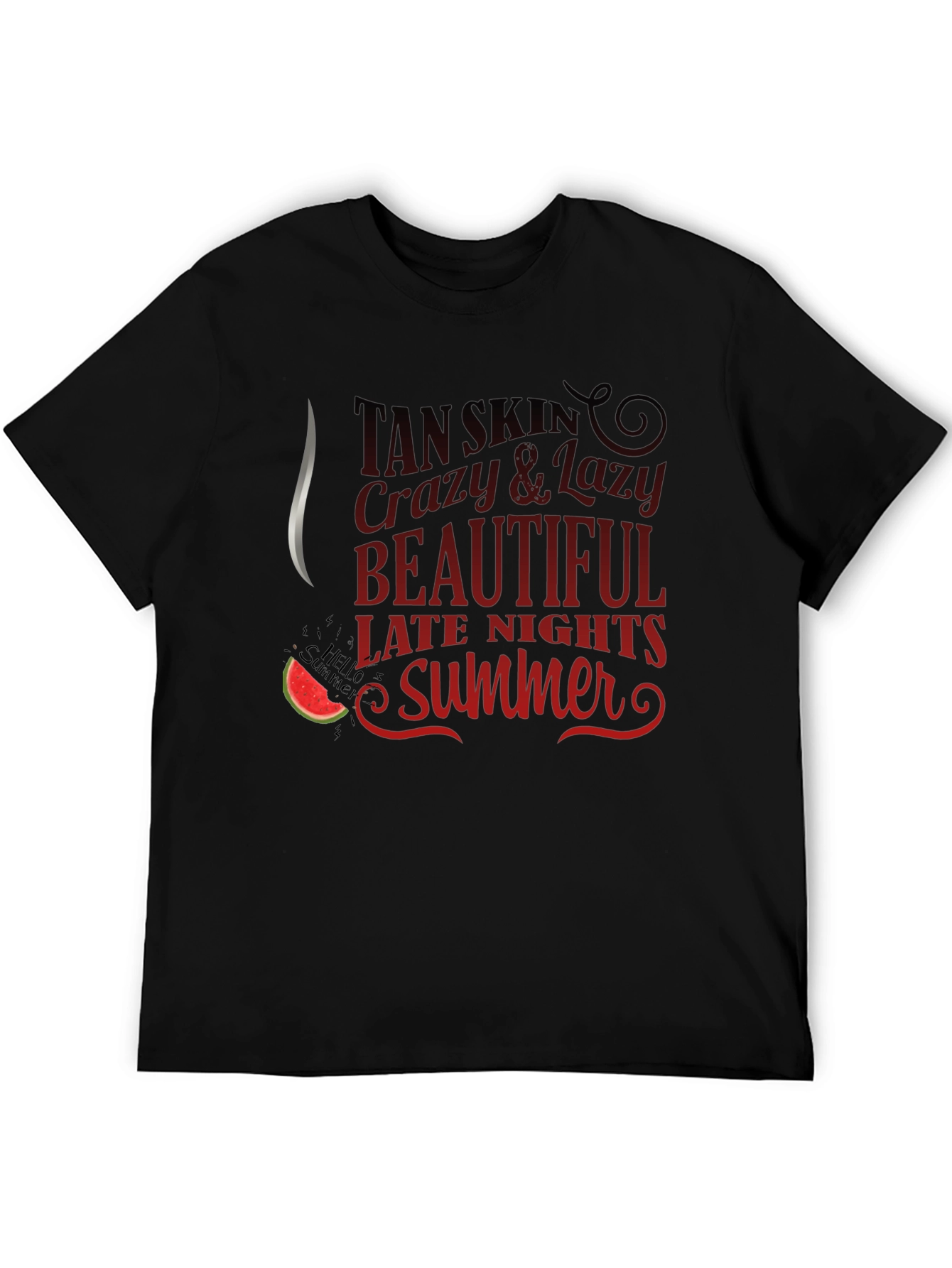 Tan Skin Crazy Lazy Summer Black T-Shirt