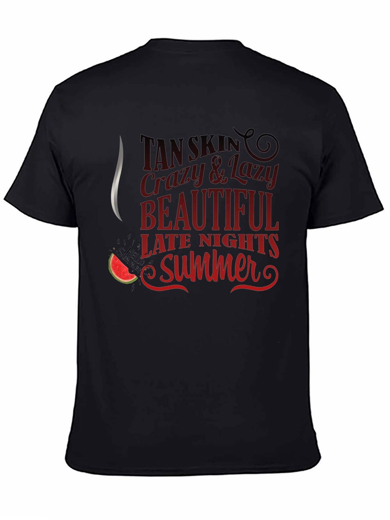 Tan Skin Crazy Lazy Summer Black T-Shirt