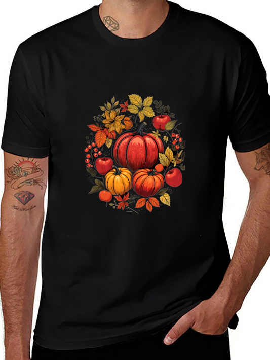 Autumn Harvest T-Shirt: Pumpkins Apples and Leaves