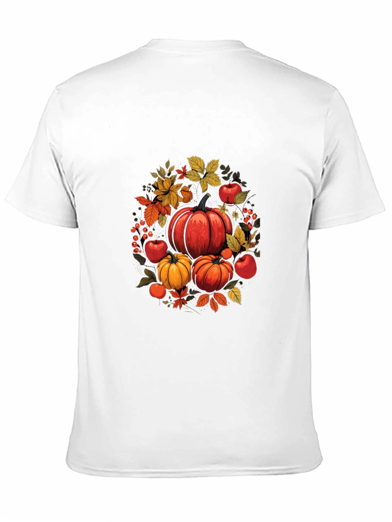 Autumn Harvest T-Shirt: Pumpkins Apples and Leaves