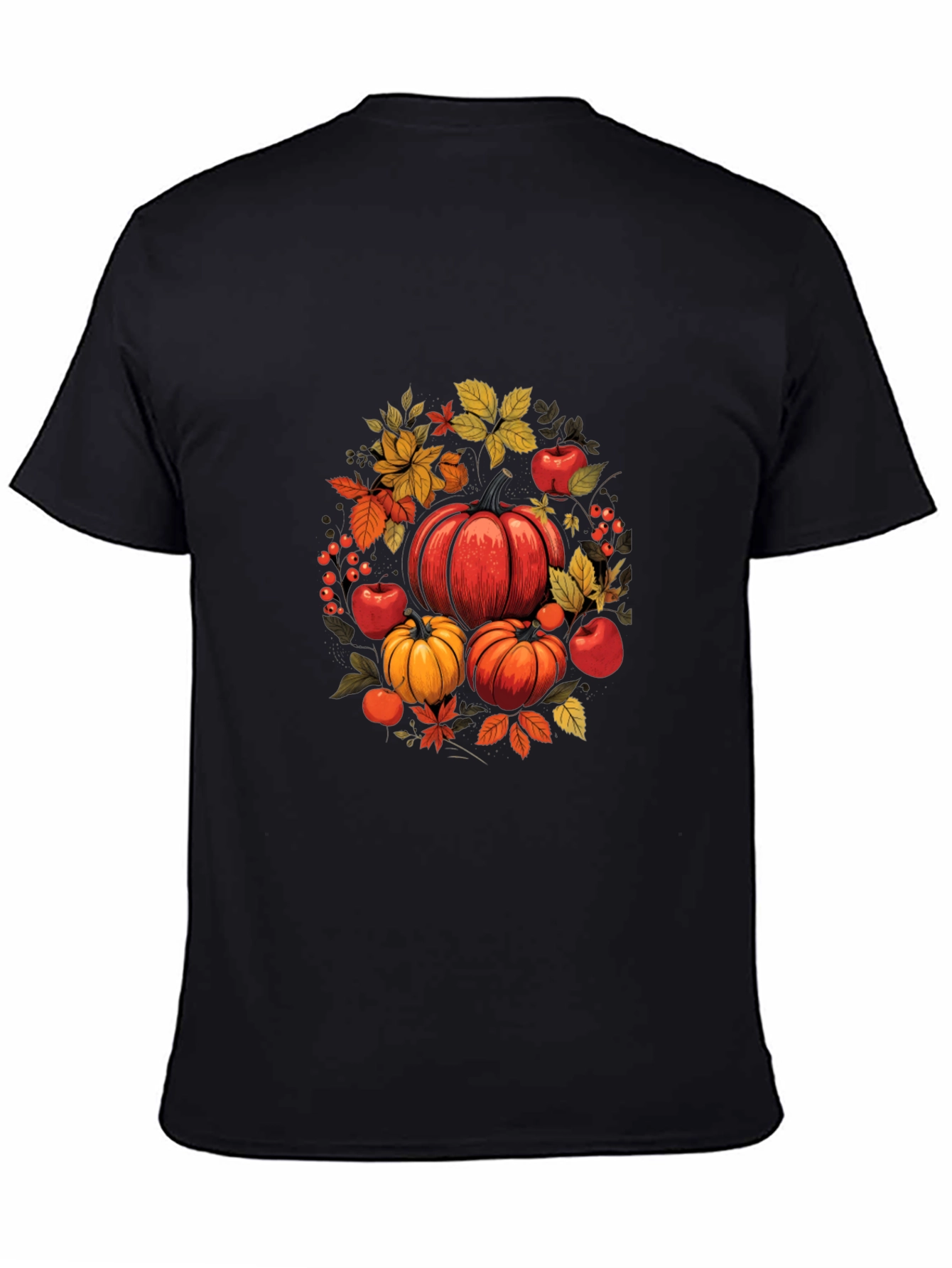 Autumn Harvest T-Shirt: Pumpkins Apples and Leaves