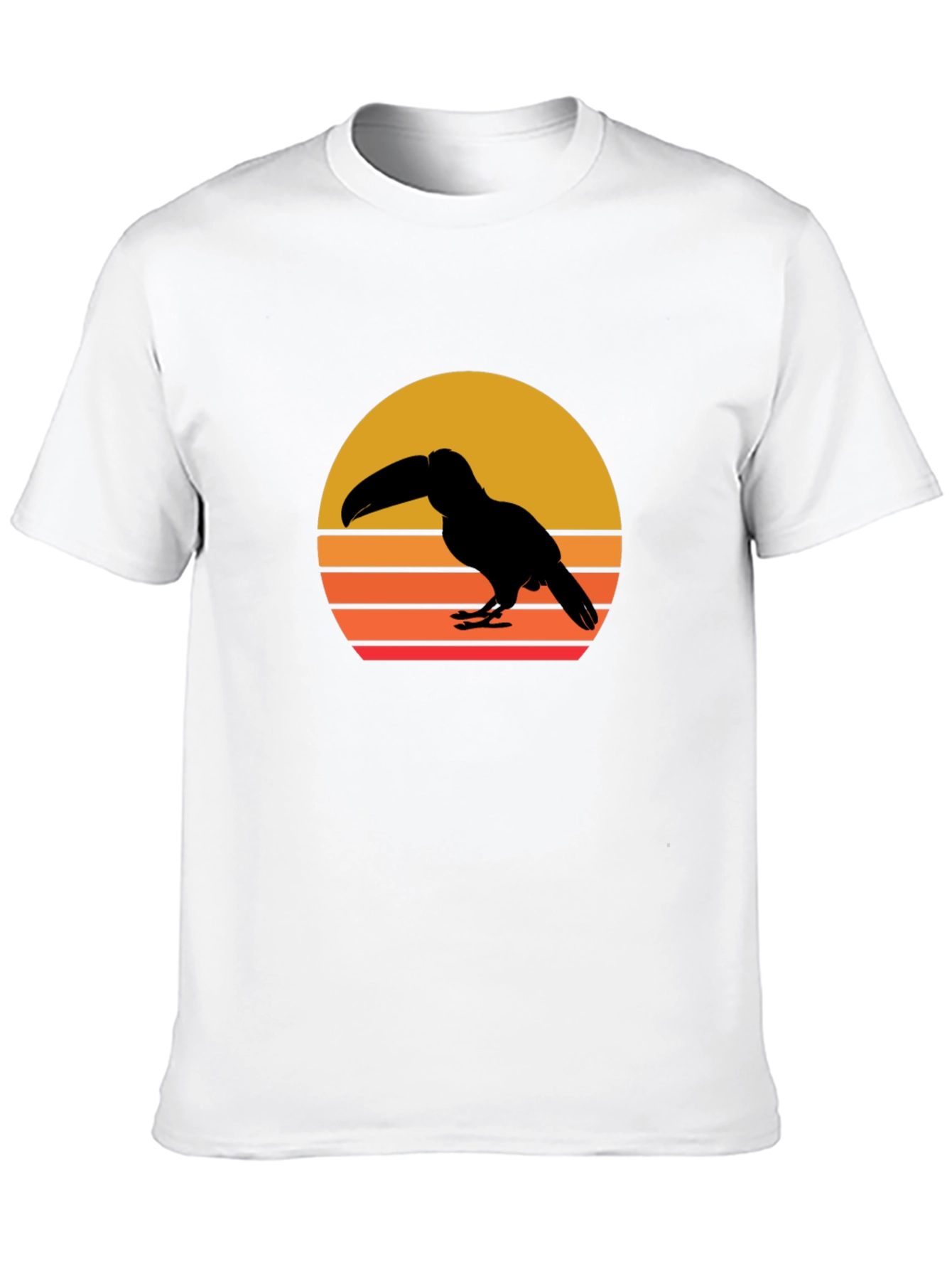 Toucan Sunset Graphic Tee - Black Cotton Shirt