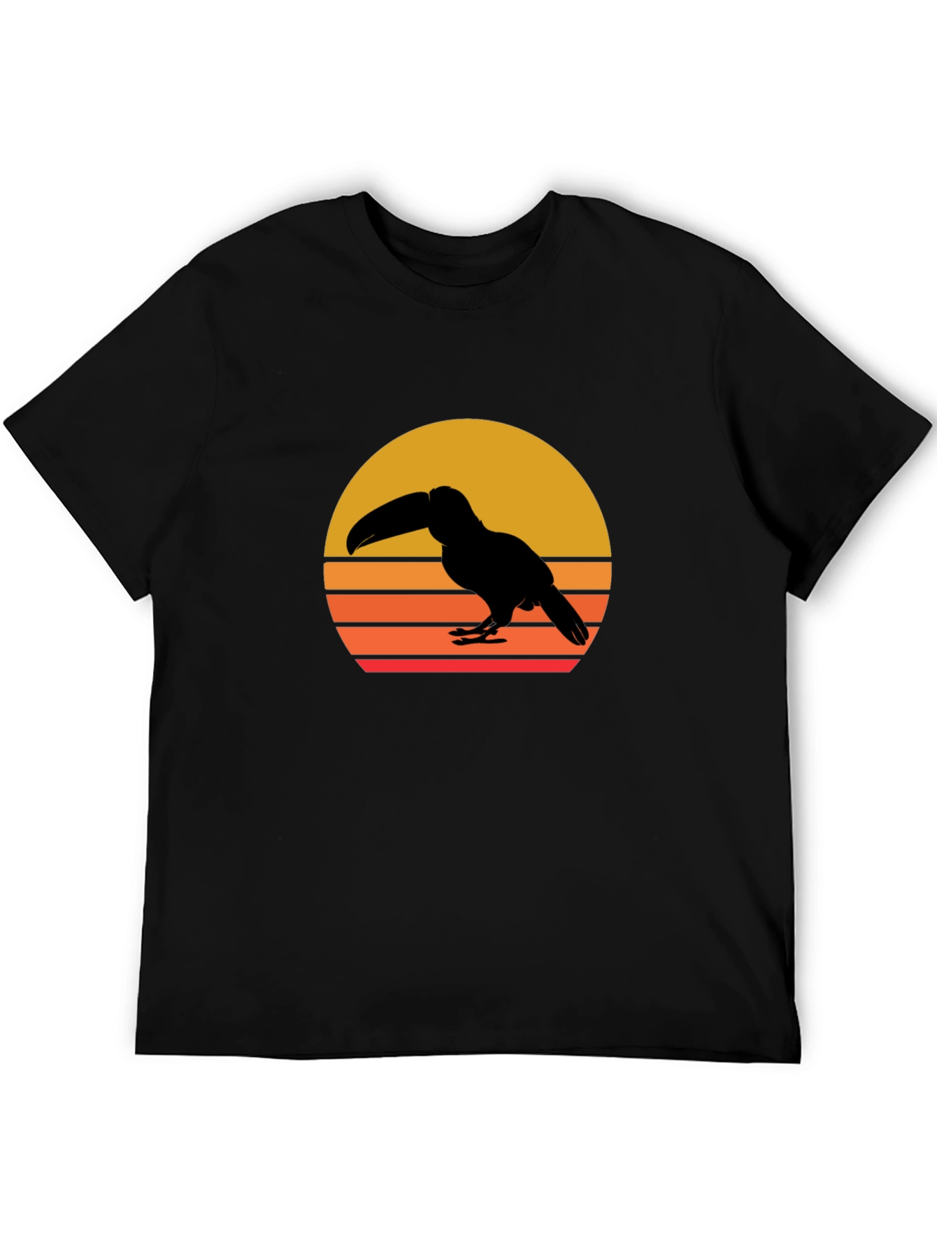 Toucan Sunset Graphic Tee - Black Cotton Shirt