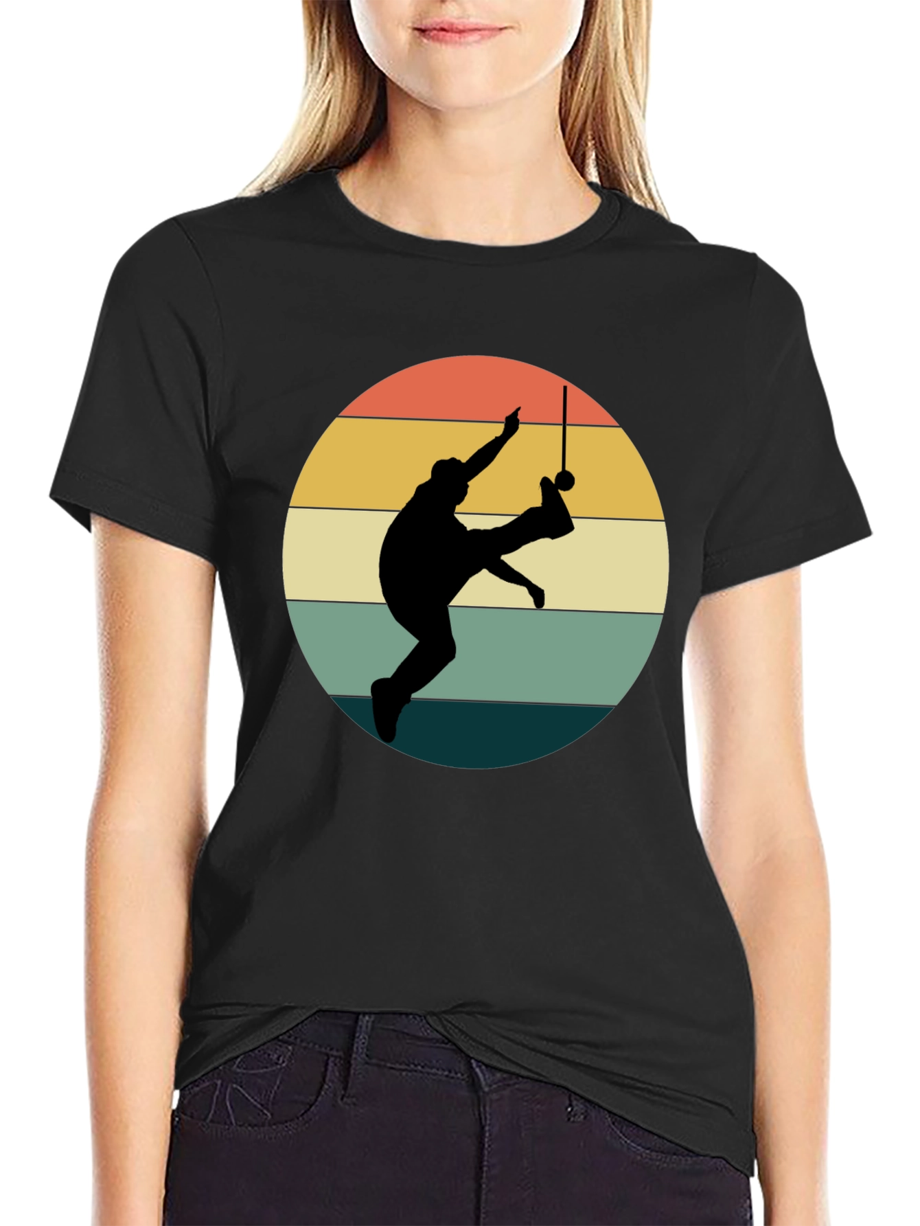 Retro Capoeira Silhouette Black T-Shirt